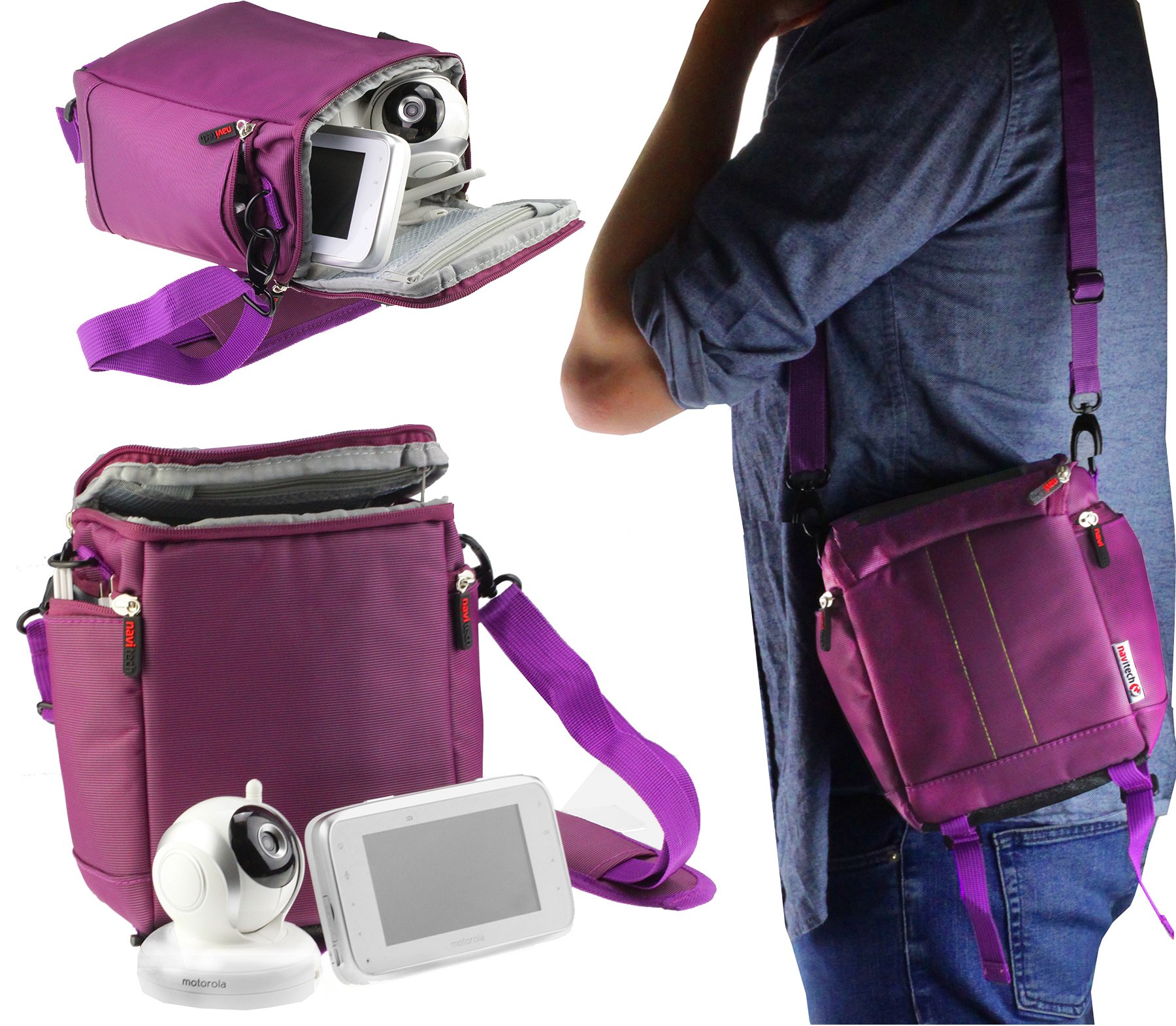 Navitech Purple Baby Monitor and Camera Carry Case Bag - Compatible with BT Video Baby Monitor 5000 | Protective Storage for Travel, Home & Nursery Organization