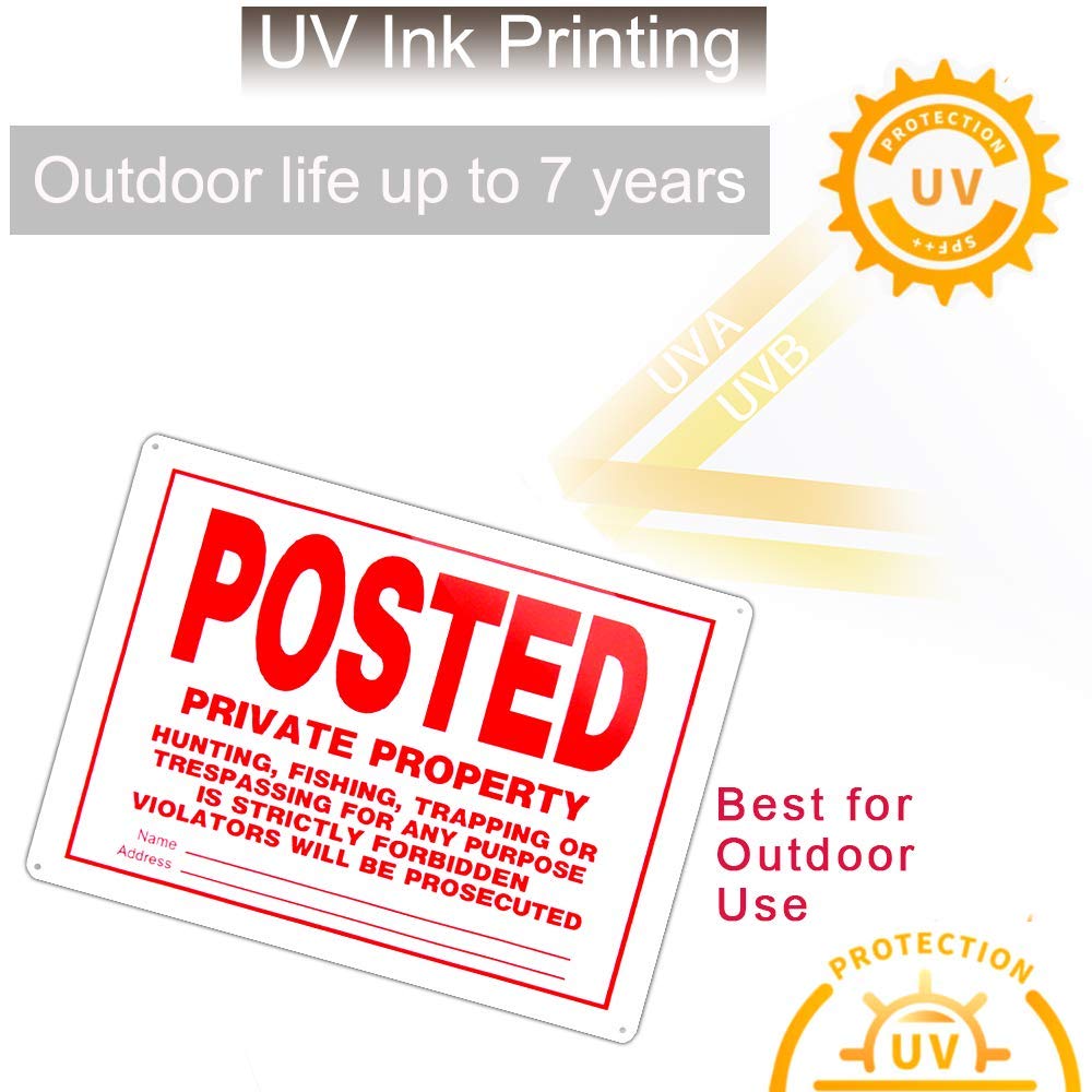 No Trespassing Signs Private Property - 10x14 Inch Rust-Free Aluminum, UV Ink Printing - Indoor/Outdoor Use (4 Pack) - Perfect for Farms, Ranches & Hunting Lands