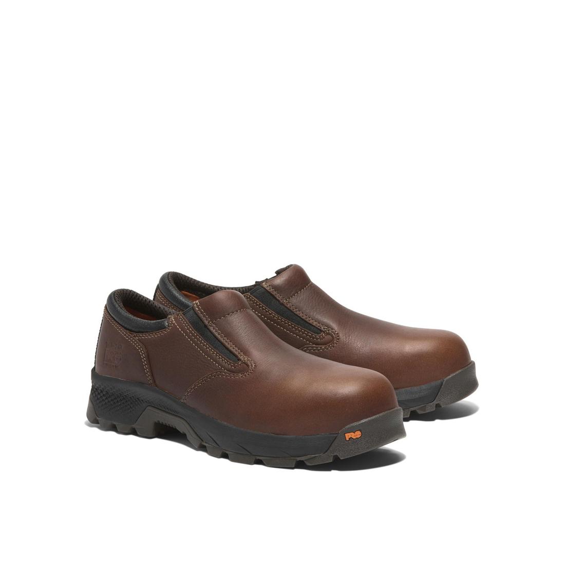 Titan EV Composite Toe Slip-On Work Boots - Brown Safety Shoes for Men | Comfortable & Lightweight for Construction, Warehouse & Industrial Work
