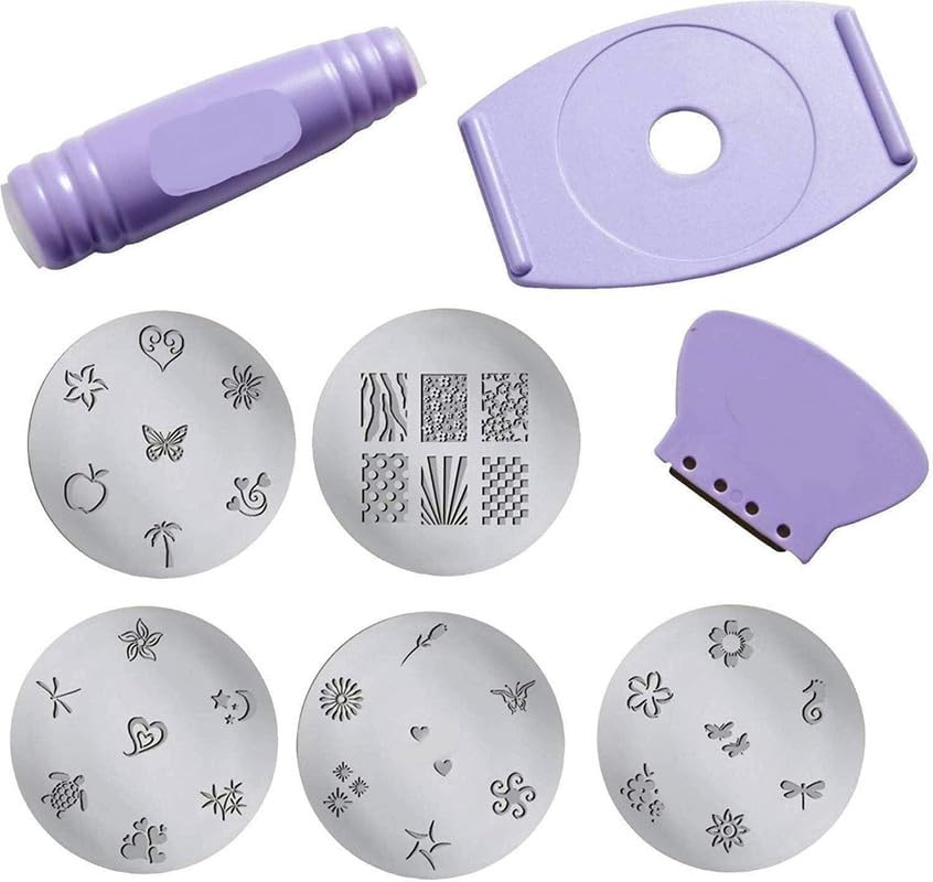 PARVY Professional Nail Art Stamping Kit - Silicone Stamper, Scraper, 5 Rectangular Steel Image Plates for Salon-Quality Nail Designs | DIY Manicure & Pedicure Set for Home & Professional Use | Perfect for Nail Art Enthusiasts & Salon Professionals