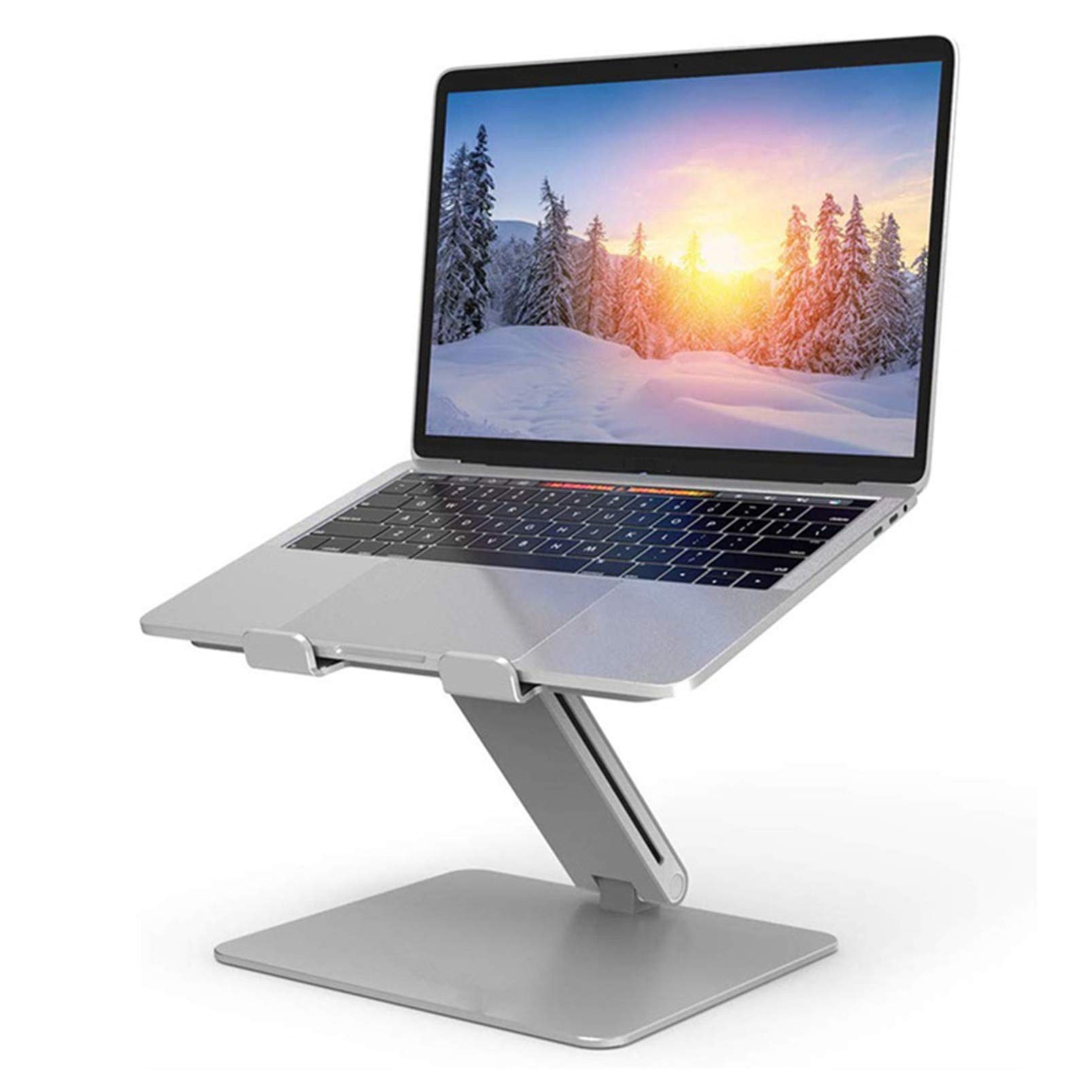 XMYL Adjustable Aluminum Laptop Stand - Ergonomic Laptop Riser with Non-Slip Silicone for Notebook & Tablet (Up to 15.6