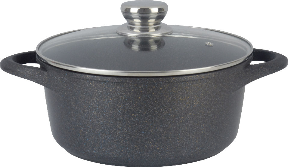 Premium 26Qt Cast Aluminum Casserole Pot with Marble Finish – Large Olla Grande for Cooking, Baking & Serving – Ideal for Family Dinners, Holiday Meals & Professional Kitchens