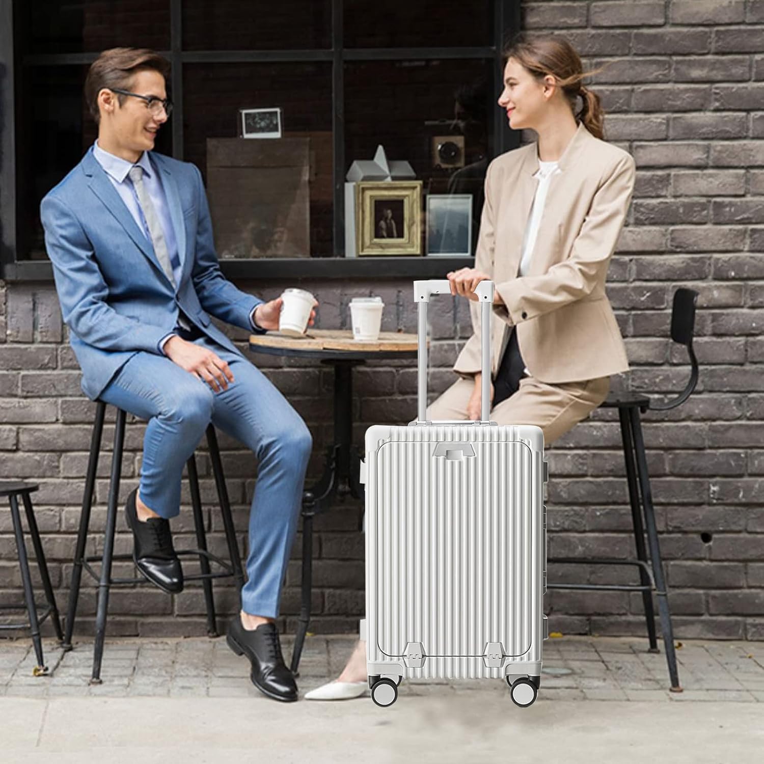 Feilario 20-Inch Expandable Hardside Spinner Wheel Carry-On Luggage with TSA Lock, Cup Holder & Phone Holder - Lightweight Aluminum Frame Suitcase for Travel, Business Trips & Weekend Getaways