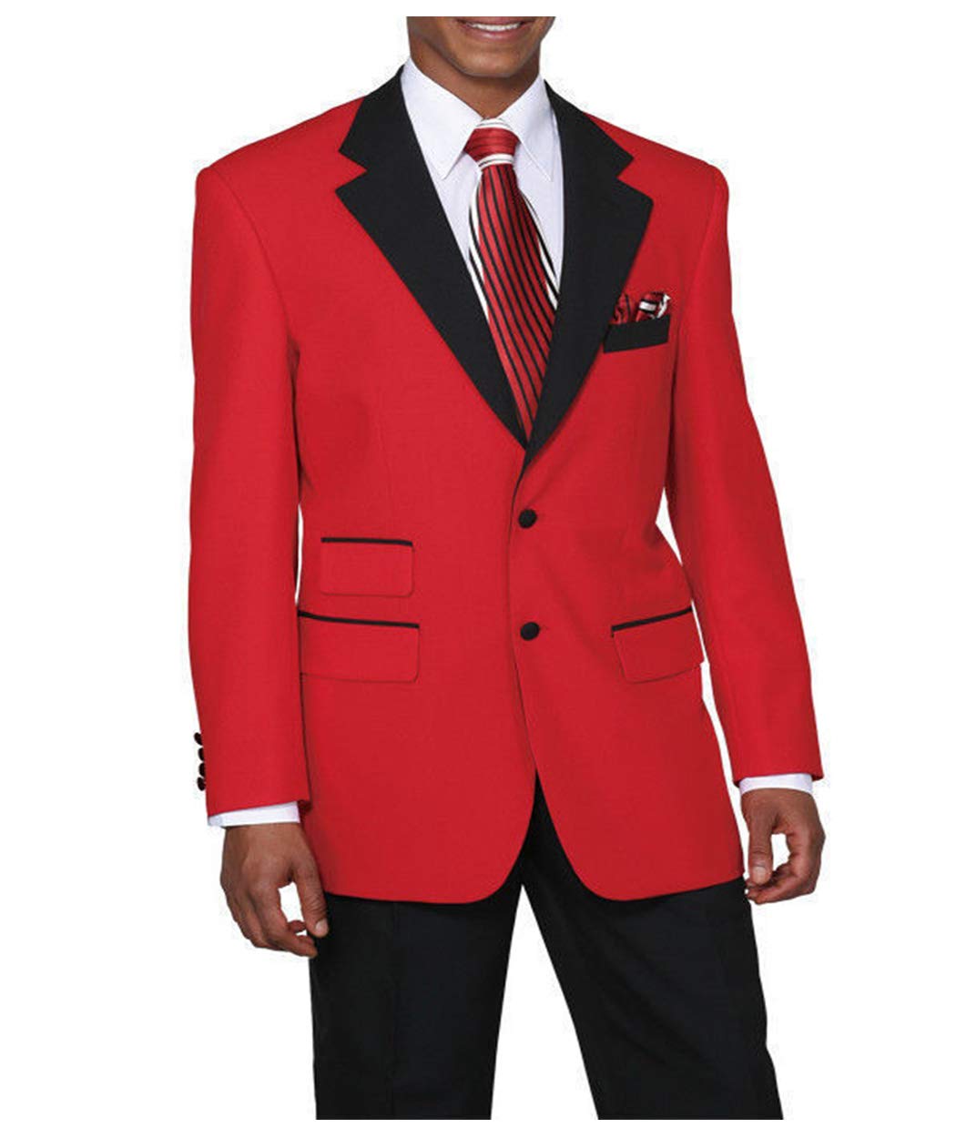 RONGKIM Men's 2-Piece Notch Lapel Suit Set - Slim Fit Two Button Tuxedo Blazer & Pants for Formal Office, Business, Wedding & Special Occasions