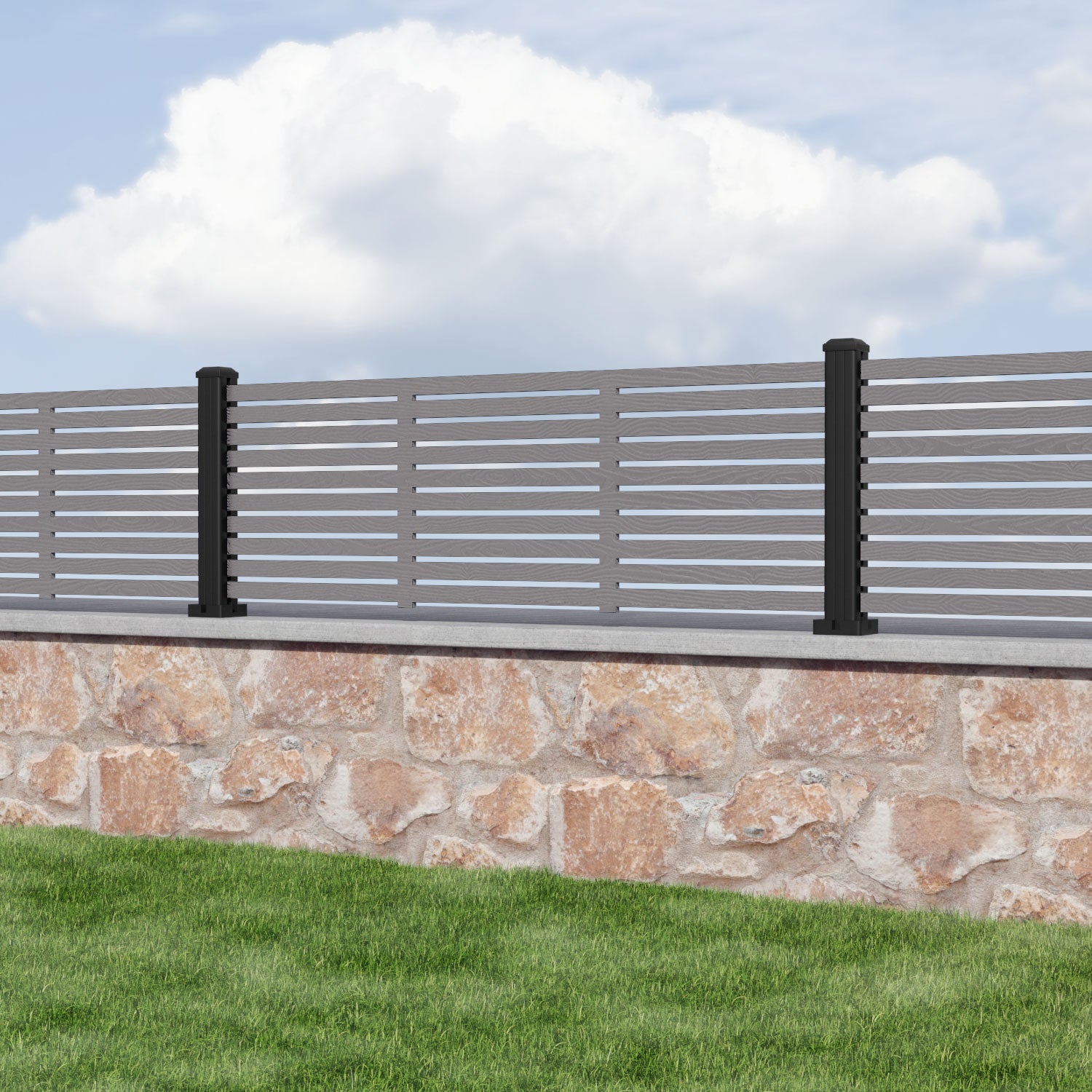 Durable Aspen Composite Fence Panel with Aluminum Posts - Weather-Resistant Privacy Fencing for Backyard, Garden, and Pool Areas