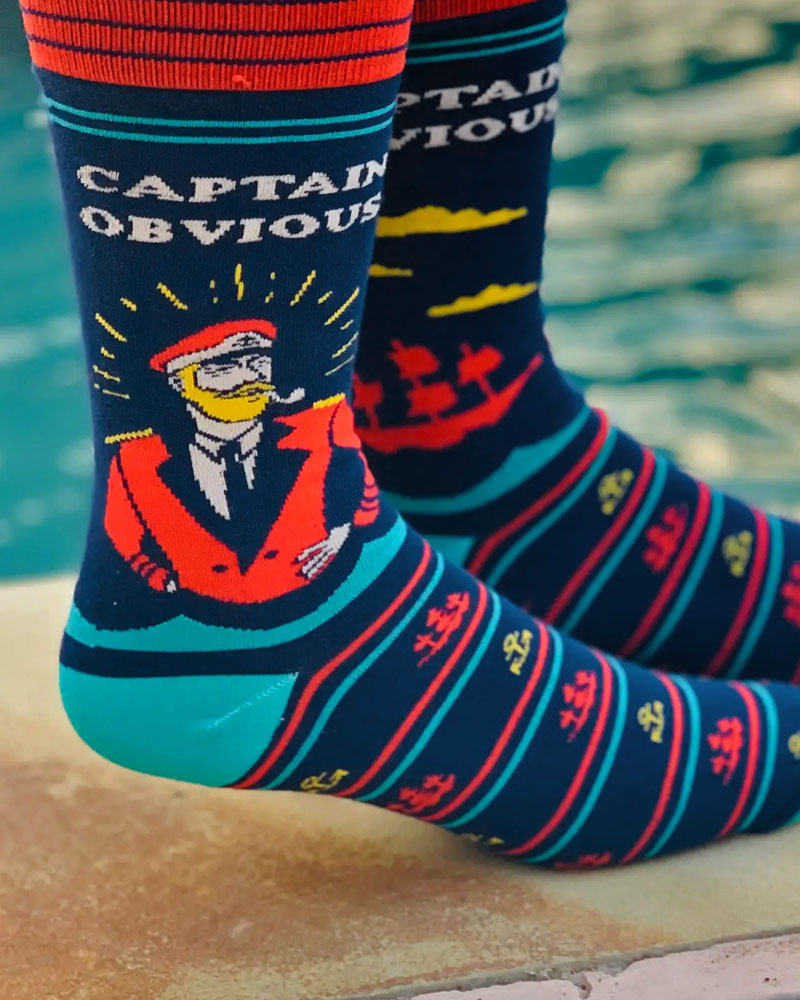Captain Obvious Funny Novelty Socks - Comfortable Cotton Crew Socks for Men & Women - Perfect Gift for Sarcasm Lovers, Office Humor, and Casual Wear