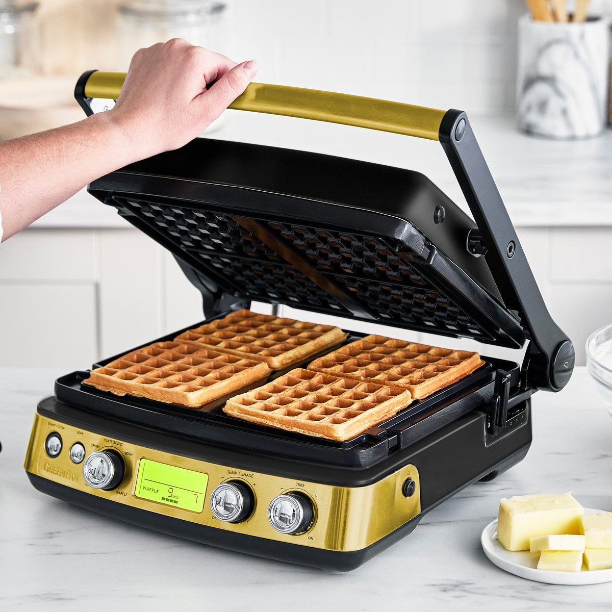 Elite Reserve 3-in-1 Multi Grill, Griddle & Waffle Maker - Electric Nonstick Cooking Appliance for Pancakes, Burgers & Sandwiches - Perfect for Breakfast, BBQ & Family Gatherings