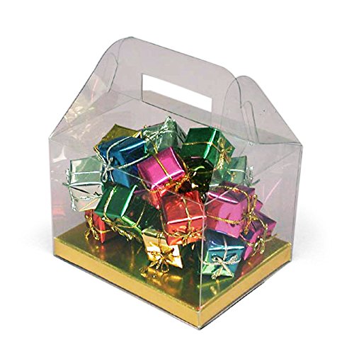 Premium Clear Gable Gift Boxes with Gold Bottom - 24 Pack (7