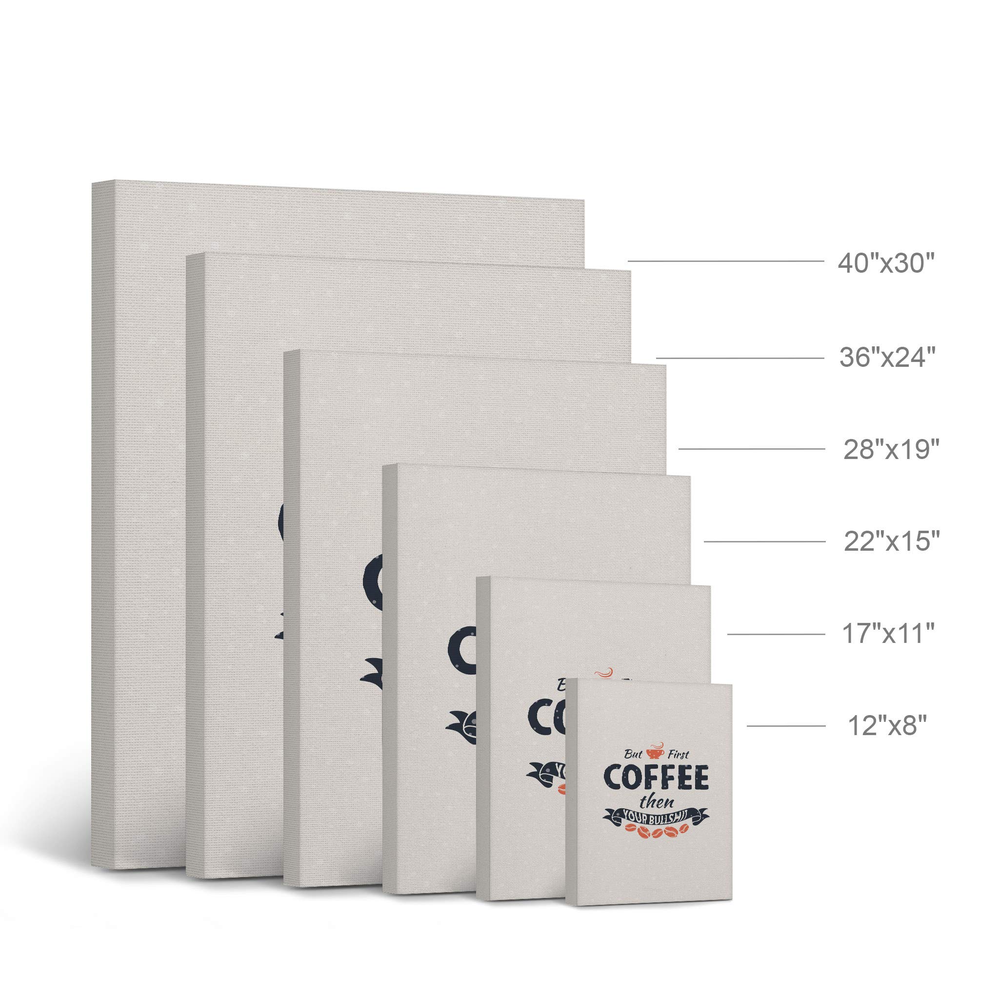 Life Begins After Coffee & But First Coffee - 2 Panel Canvas Wall Art Print Set (22x15 Inch) - Inspirational Kitchen Decor, Farmhouse Sign, Coffee Shop & Restaurant Decor - Perfect Gift for Coffee Lovers & Home Office Decor