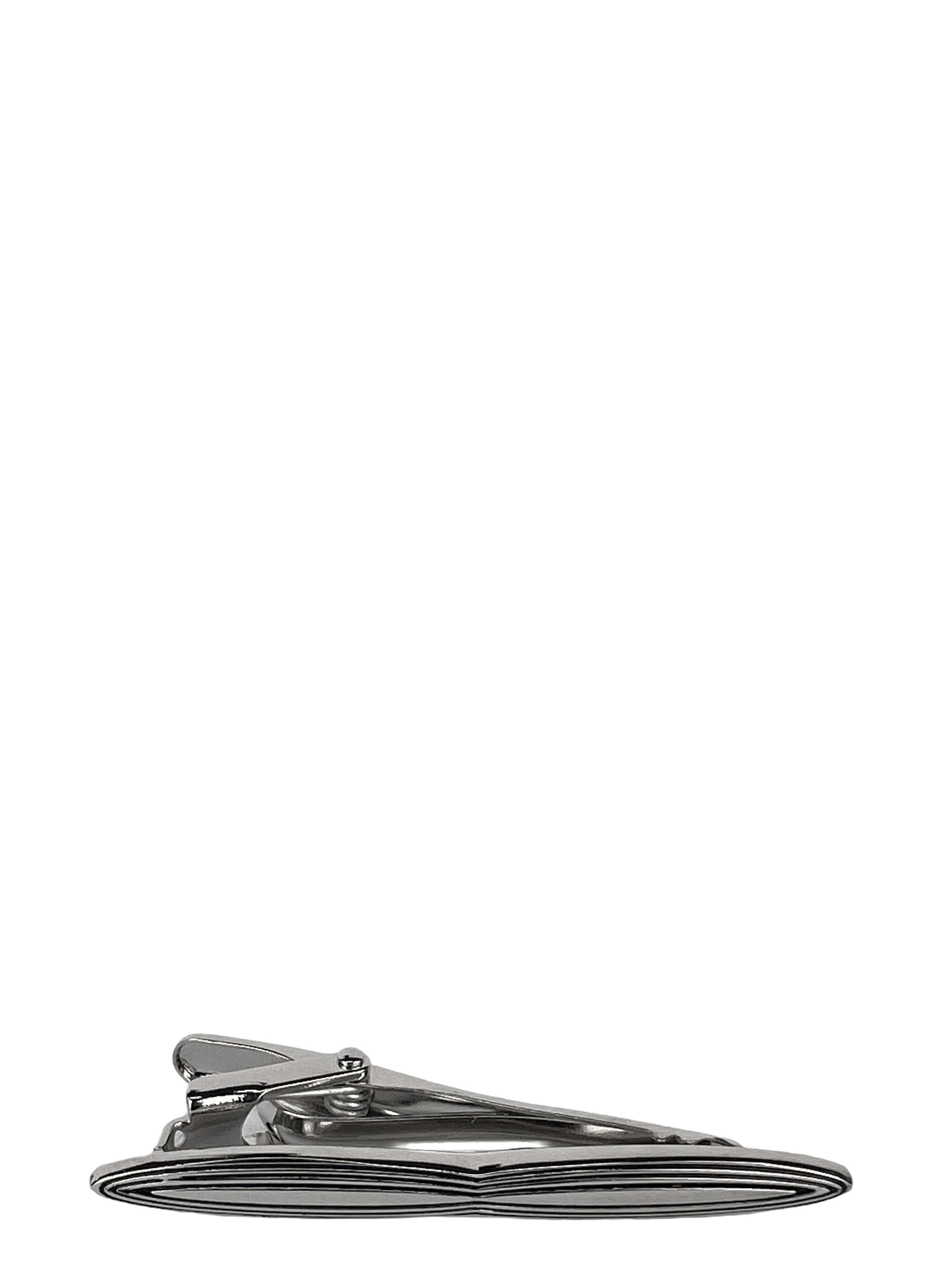 DÉCLIC Silver Pinched Tie Bar for Men - Elegant Necktie Clip for Formal Wear, Business Attire & Weddings