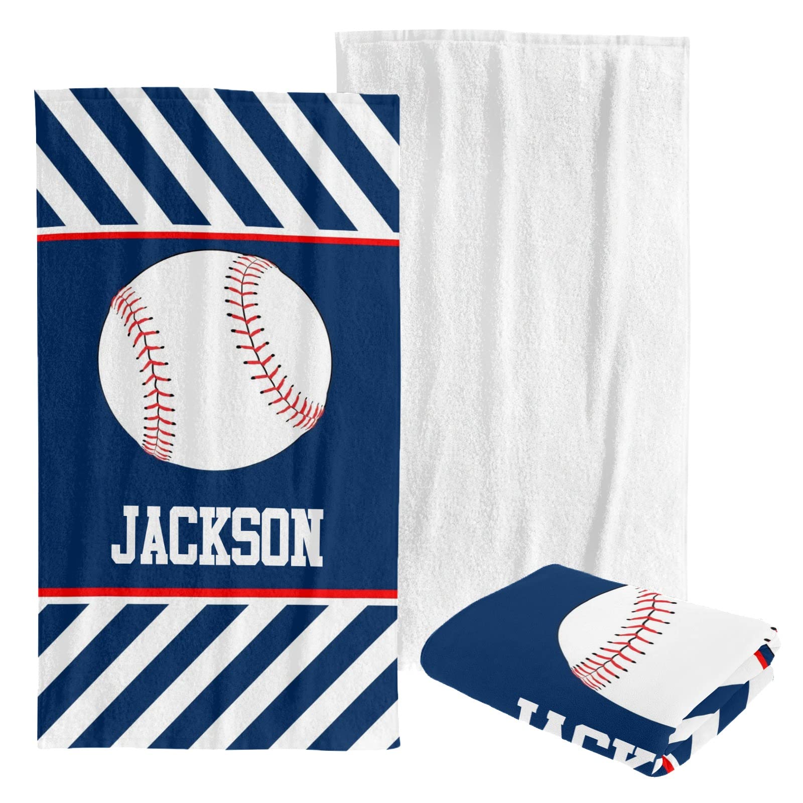 Custom Personalized Beach Towel - Soft Quick-Dry Bath Towel for Swimming, Pool, Vacation - Striped Design for Kids, Men, Women, Boys & Girls - Perfect for Beach, Travel, Sports & Outdoor Activities