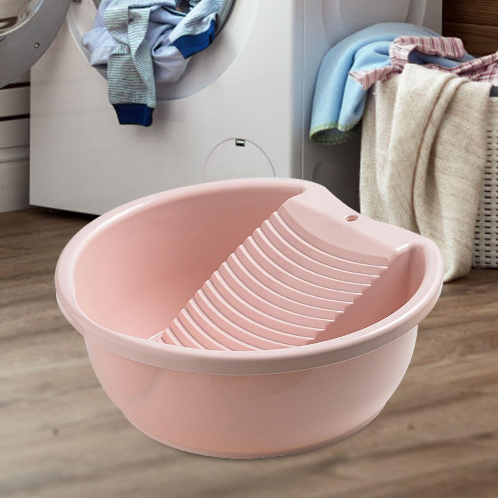 Portable Lightweight Washboard Basin for Hand Washing Clothes - Pink Laundry Tub with Scrubbing Board | Perfect for Camping, Travel & Off-Grid Living