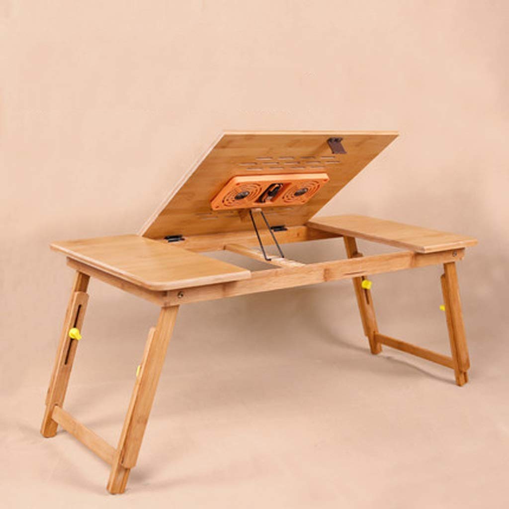 LSXLSD Adjustable Laptop Table with Drawer - Portable Standing Desk Riser, Bed Tray & Lap Desk for Home Office (Large Double Lotus Fan Design) - Perfect for Work, Study, Gaming & Breakfast in Bed
