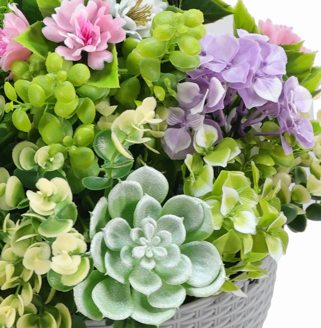 Modern Hanging Faux Succulent Bowl - UV Protected 14.2 Inch Artificial Plant Decor for Indoor/Outdoor - Perfect for Home, Office, Patio & Garden Decorations