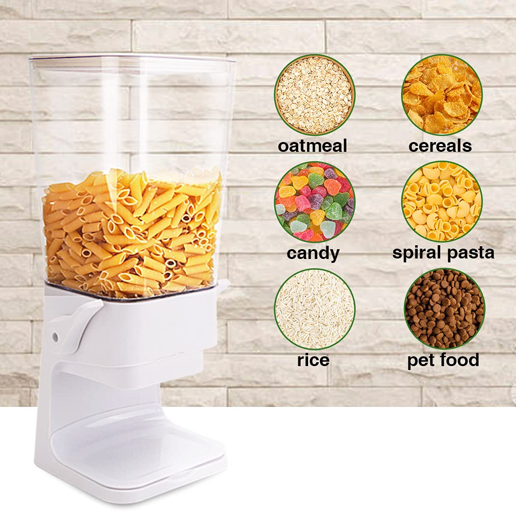 Tokokimo 2-Pack White Cereal Dispenser - Countertop Food Storage Container for Grains, Nuts, Oatmeal, Snacks, Pet Food | Perfect for Kitchen, Pantry, Cafes & Pet Feeding Stations