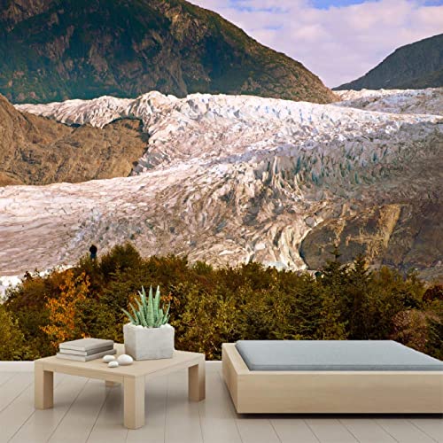 Glacier Mountain 3D Wall Mural - Self-Adhesive PVC Wallpaper - Peel and Stick Poster for Bedroom & Living Room Decor - 110