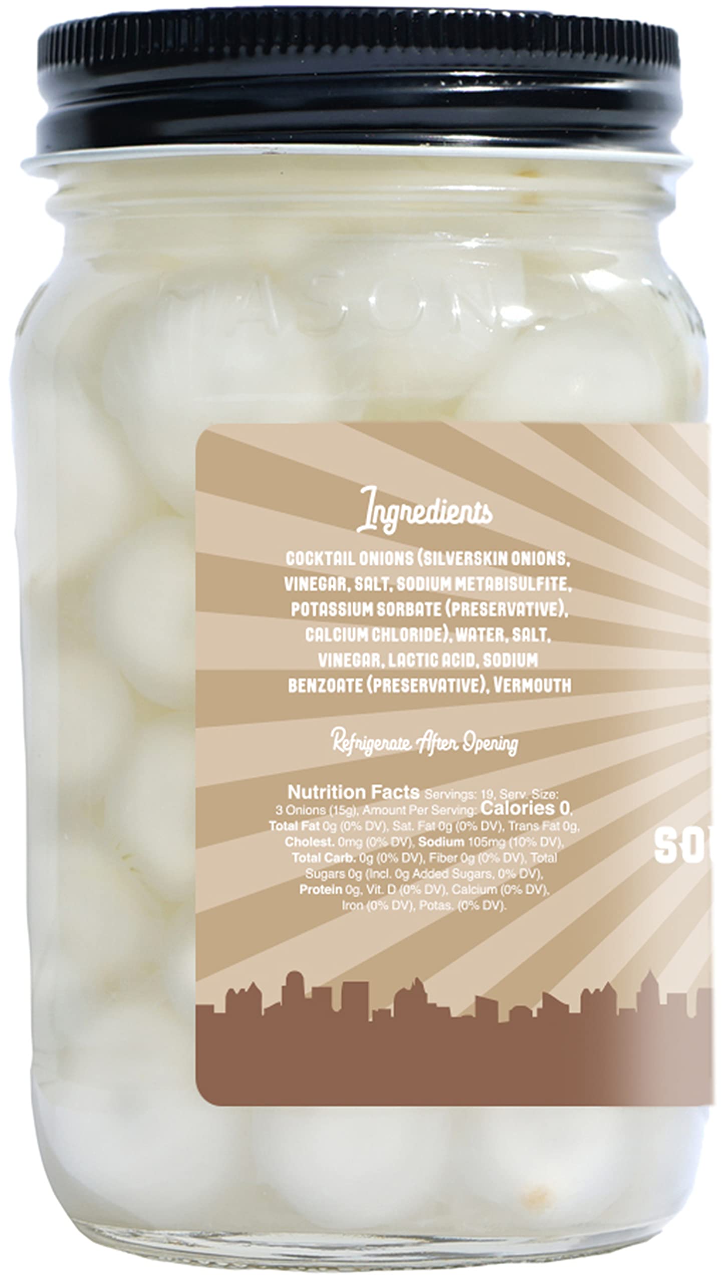 Barrel Roll Bar Essentials Cocktail Onions - Classic Sour Silver Skin Pickled Onions in Vermouth & Salty Vinegar - Perfect for Gibson & Bloody Mary Cocktails - Gourmet Drink Garnish - 16oz - Ideal for Home Bars, Cocktail Parties & Upscale Mixology