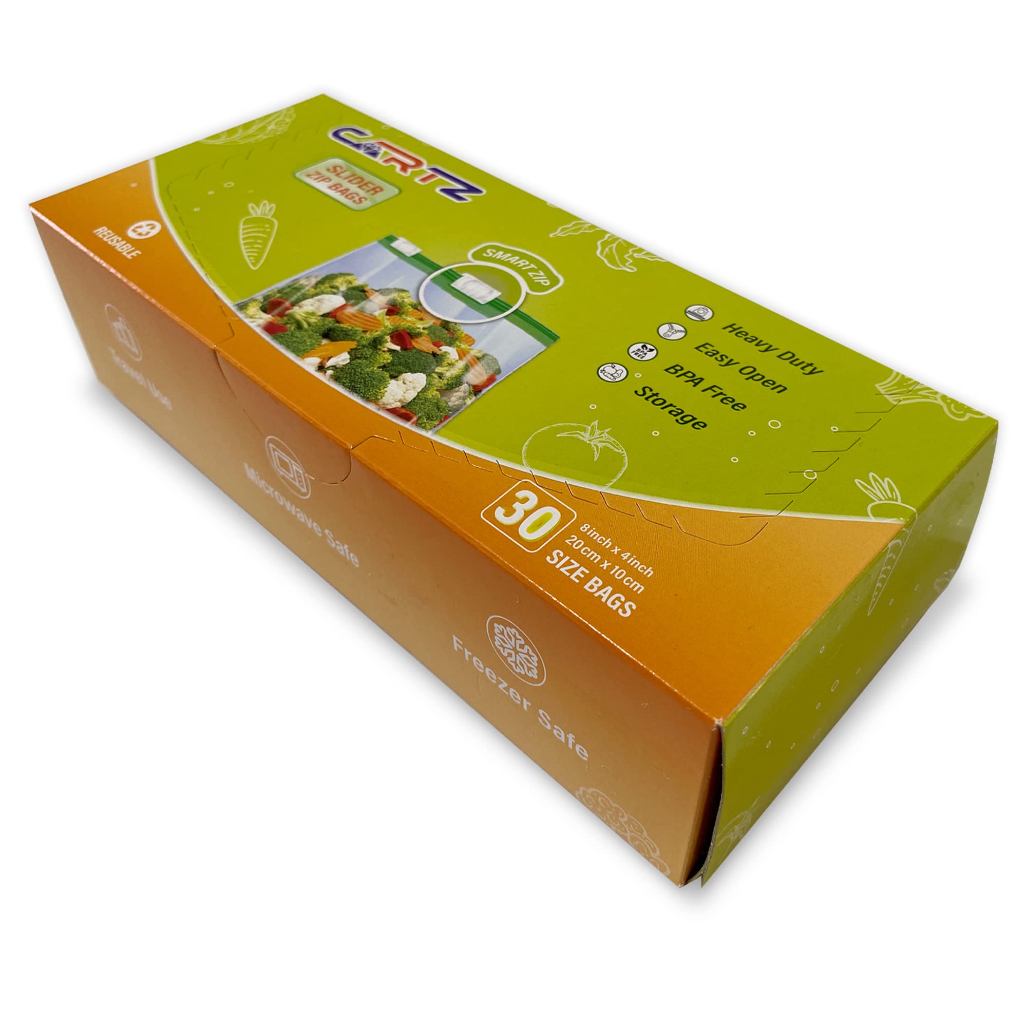 Eco-Friendly Heavy Duty Plastic Food Storage Bags with Airtight Seal - Perfect for Fruits, Vegetables, Meat, Milk & Fish - 30 Pack for Kitchen, Picnics & Meal Prep