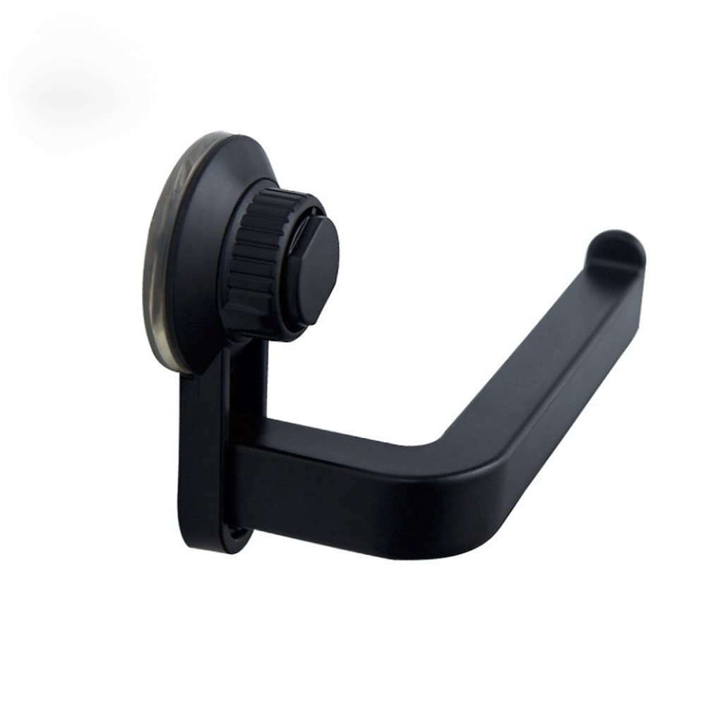 Black Self-Adhesive Resin Toilet Paper Holder - Wall Mount Bathroom Tissue Roll Dispenser - No Drill Installation for Apartments, RVs & Small Spaces (Perfect for Modern Bathrooms & Powder Rooms)