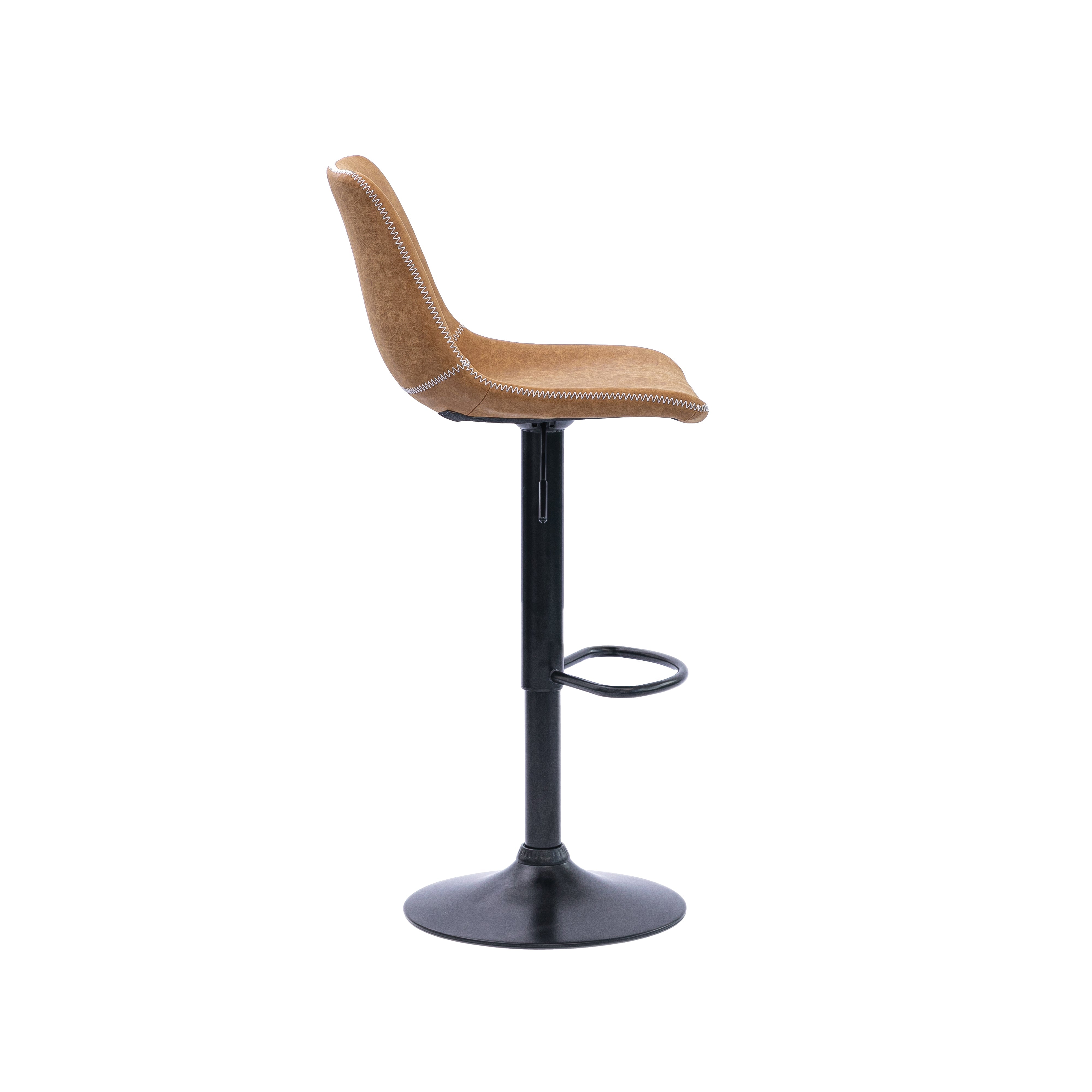 Urban Style Gary Bar Stools - Set of 2 Adjustable Height Black Metal Barstools with Tan PU Cushioned Seats | Perfect for Kitchen Islands, Home Bars & Breakfast Nooks