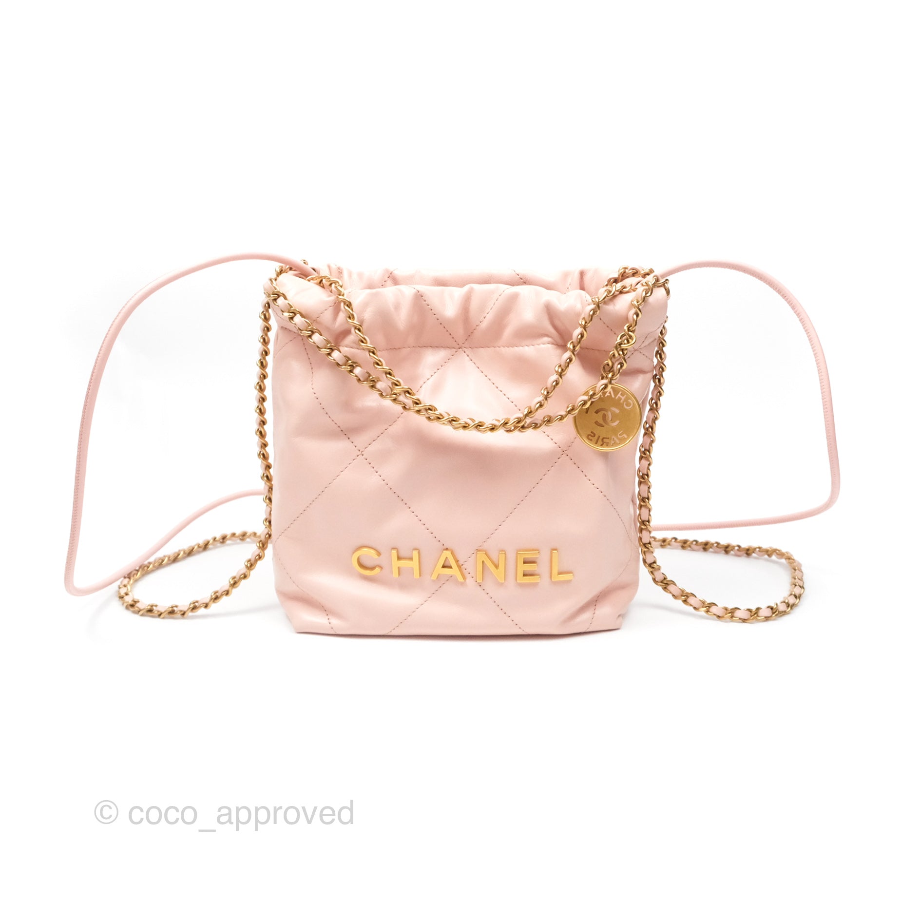 Chanel 22 Mini Bag in Pink Shiny Crumpled Calfskin - Luxury Designer Crossbody Purse for Women | Perfect for Date Night, Parties & Everyday Use