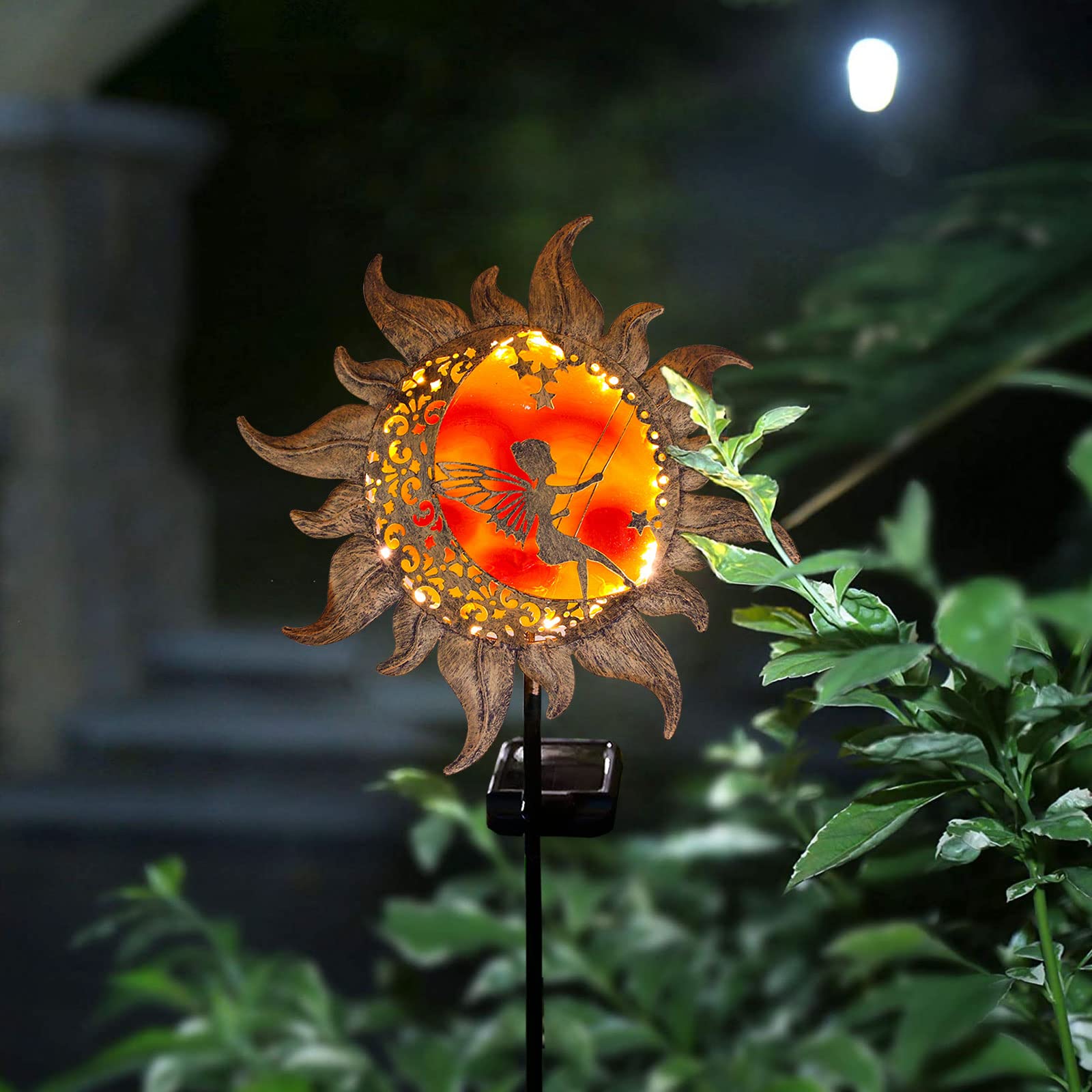 Solar Pathway Lights - YJFWAL Outdoor Garden Stake Lights with Butterfly & Glass Decor, Waterproof Fairy Lights for Walkway, Yard, Lawn, Patio (Warm White) | Perfect for Halloween, Christmas & Landscape Lighting Decorations