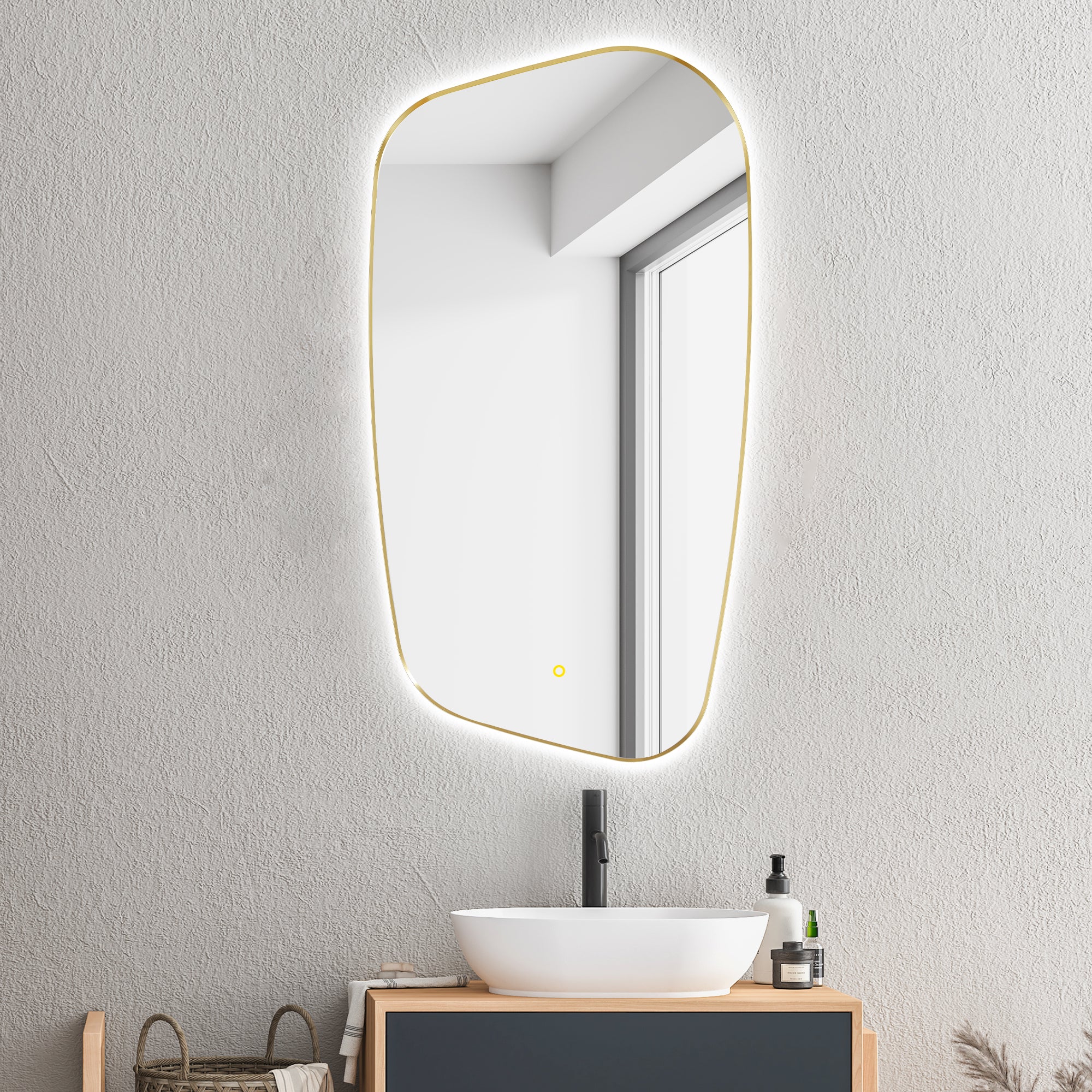 Florian 26x48 Inch Anti-Fog Dimmable LED Bathroom Mirror - Modern Vanity Wall Mirror with Aluminum Frame for Makeup & Shaving - Perfect for Bathrooms, Bedrooms, and Dressing Rooms
