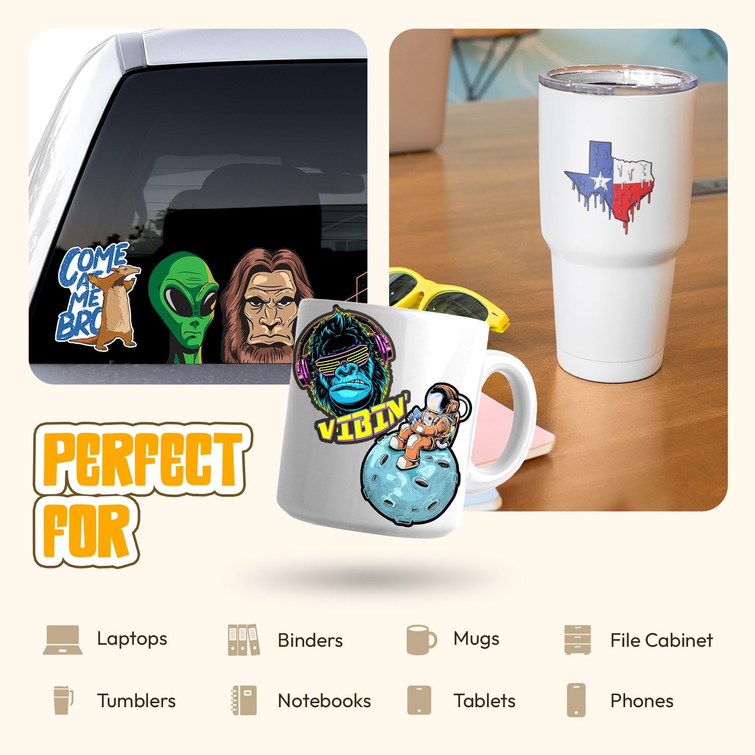 Texas State Bumper Sticker Decal Bundle - 3 Pack for Cars, Laptops, Coolers & Tumblers (3.5