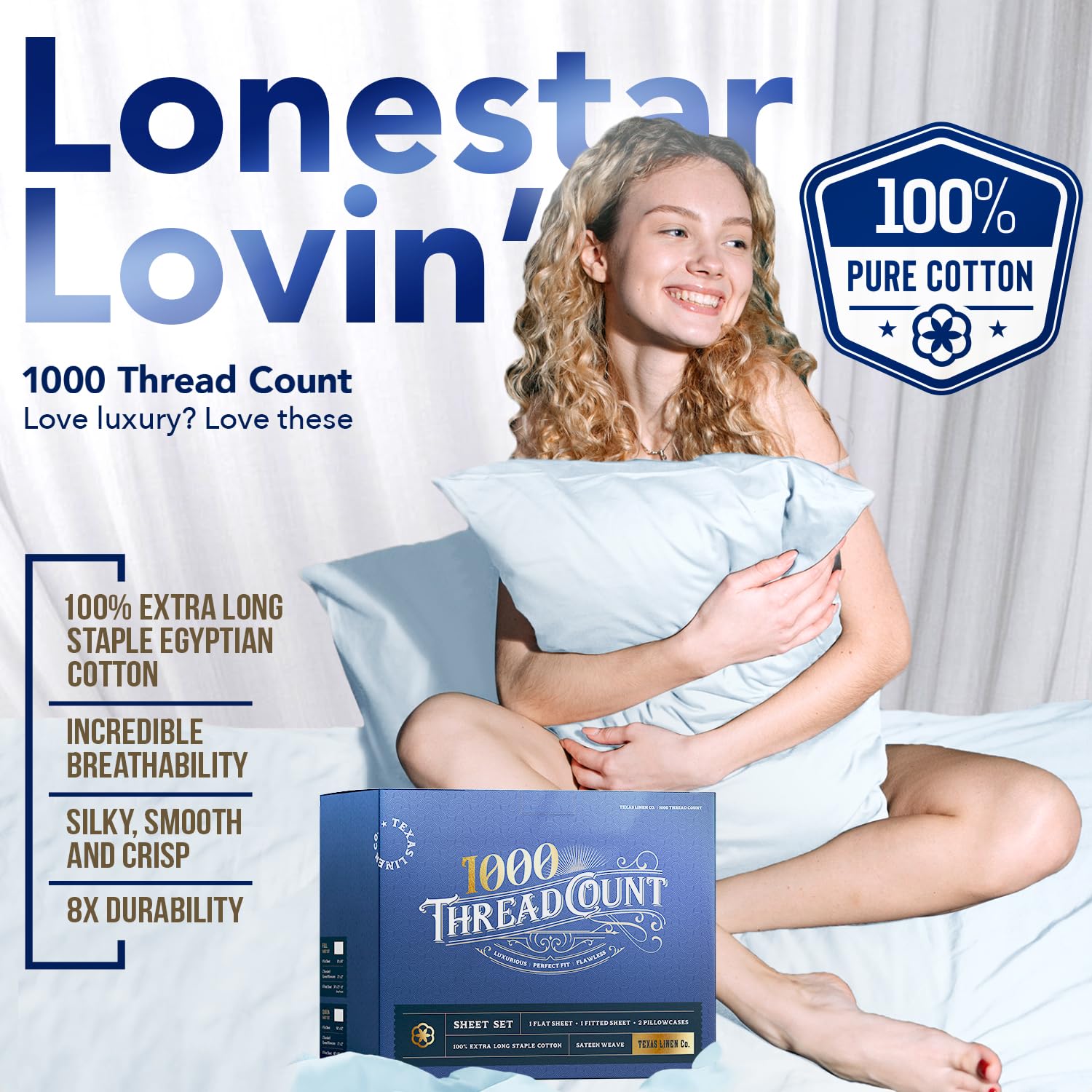 Luxury 1000 Thread Count Egyptian Cotton Queen Sheet Set - 6 PC Bedding with 4 Pillowcases, Soft & Cooling Sateen Weave, Fits Up to 18