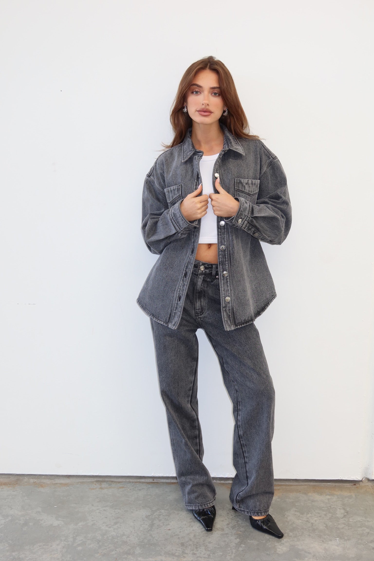 The Blake Grey Denim Shirt for Men - Classic Casual Button Down Shirt with Long Sleeves - Perfect for Everyday Wear, Office, and Outdoor Activities