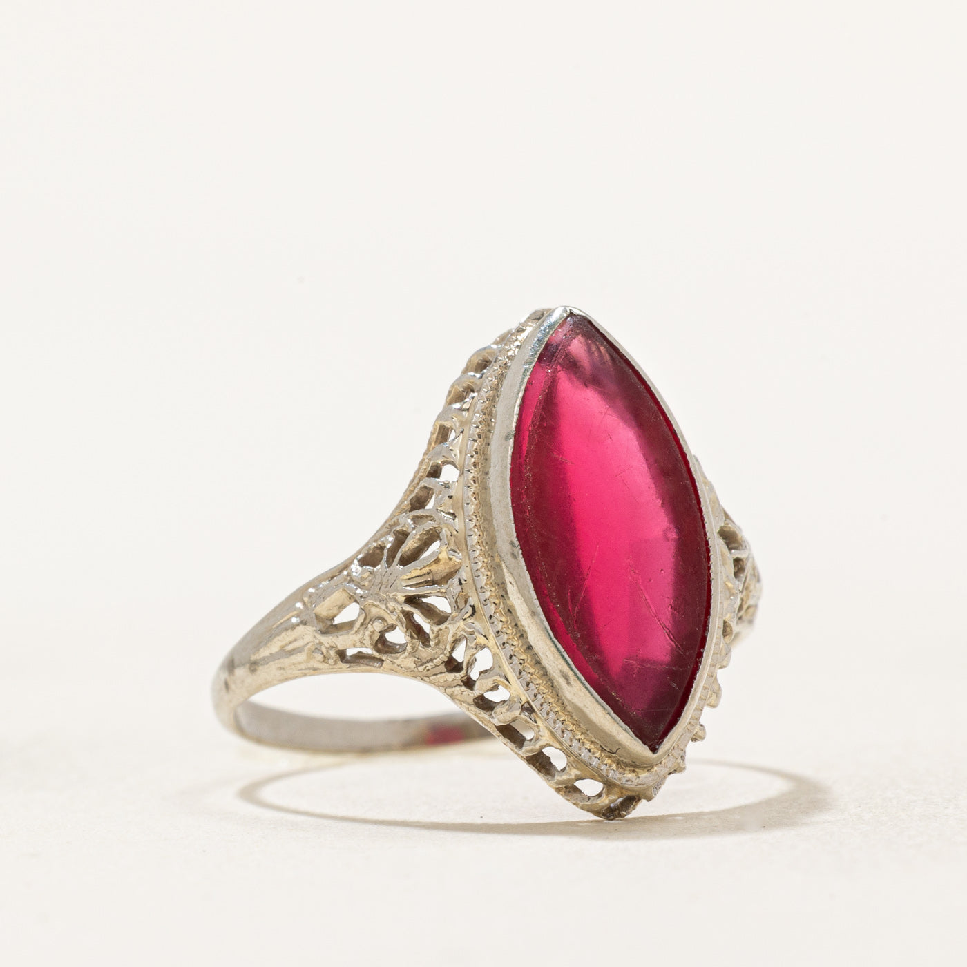 3.00ct Marquise Cut Red Paste Glass Ring - Size 6.5 | Elegant Vintage Style Jewelry for Women, Perfect for Parties, Weddings & Special Occasions