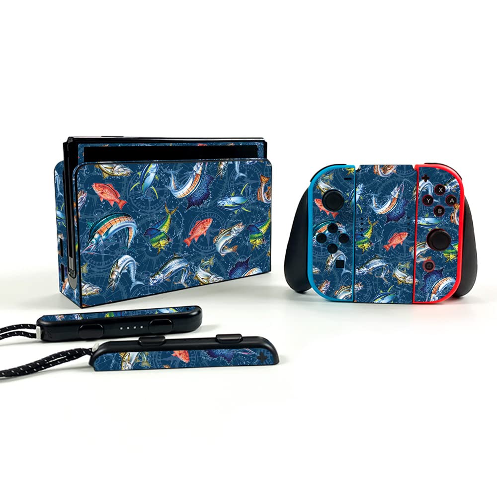 MightySkins Vinyl Decal Wrap Cover for Nintendo Switch OLED - Saltwater Compass Design | Protective & Durable Skin | Easy to Apply & Remove | Made in USA | Perfect for Gaming, Travel & Personalization