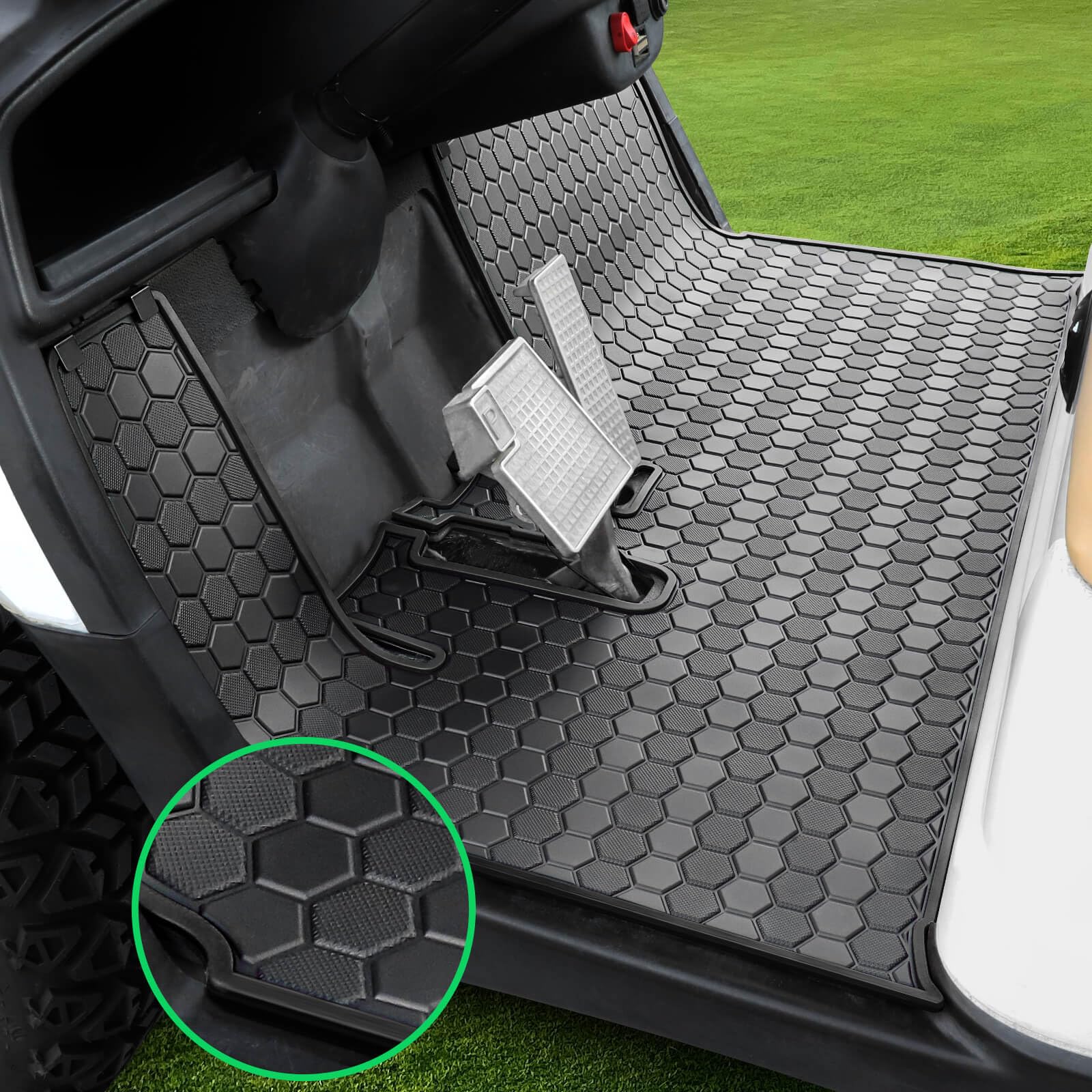 Premium Non-Slip Golf Cart Floor Mats for Yamaha G29 Drive (2007-2016) - Full Coverage Rubber Liners Fits Gen1, YDR & Adventurer Models - Black Trim - Perfect for Golf Courses, Resorts & Outdoor Adventures