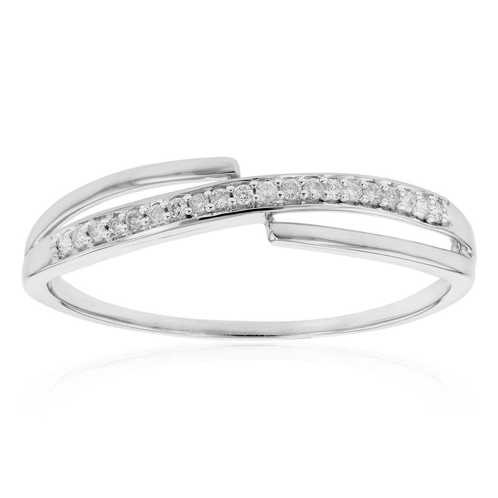 9ct White Gold Fashion Ring Set with 20 White Diamonds - Elegant Wedding, Engagement & Anniversary Jewelry Gift for Women