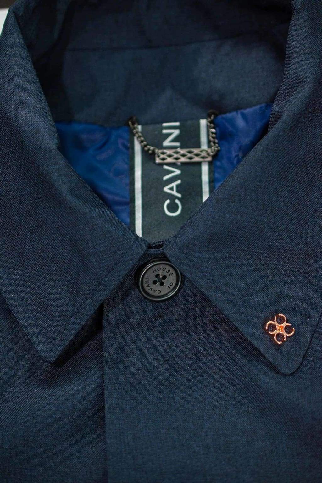 Cavani Men's Brando Navy Mac Coat - Waterproof Trench Coat for Business & Casual Wear | Perfect for Office, Travel & Outdoor Activities