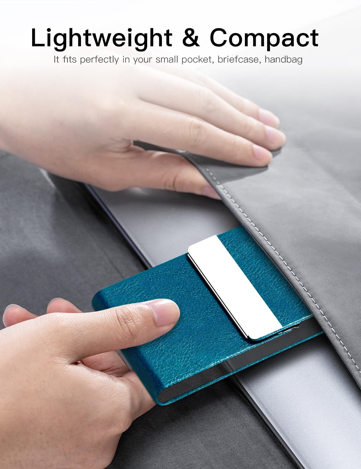 Premium PU Leather Business Card Holder - Slim Metal Pocket Card Case with Magnetic Closure for Professionals (Z-Seagreen) | Perfect for Networking Events, Office Meetings & Business Travel