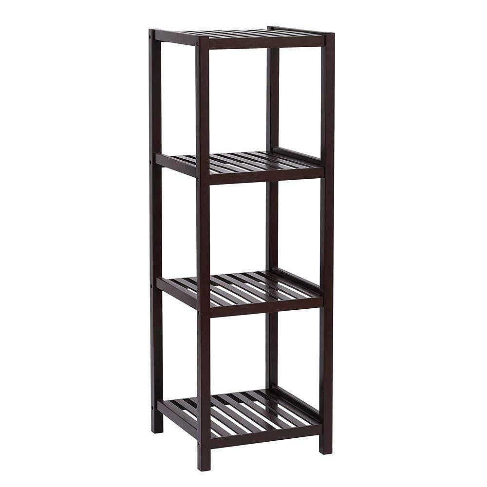 4 Tier Bamboo Shelf - Sturdy Bookcase & Storage Rack for Home Organization - Perfect for Books, Office Decor, Wall Shelving, Bedroom & Bathroom Storage - Space-Saving Closet Organizer for Small Spaces