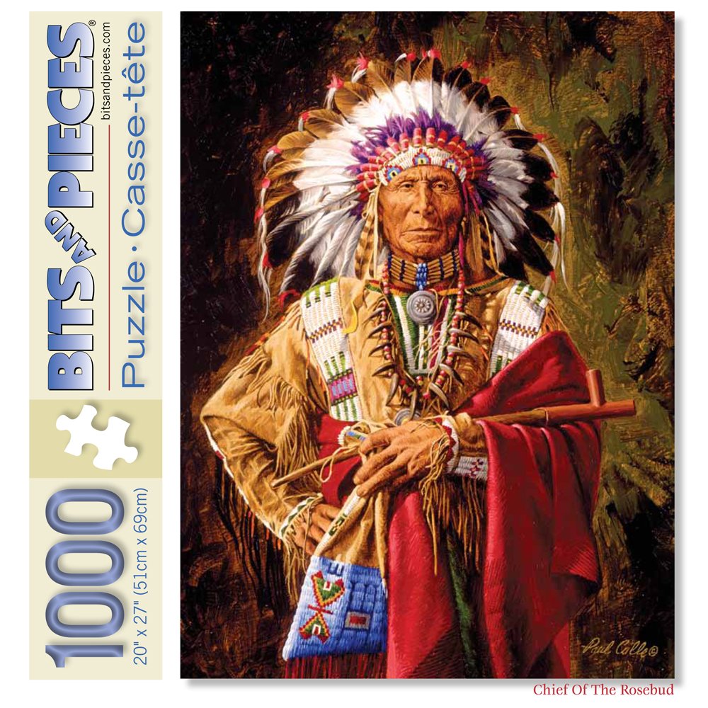 1000 Piece Jigsaw Puzzle for Adults - Chief of The Rosebud Native American Art by Paul Calle | 20x27 Inch Finished Size | Challenging Puzzle for Family Game Night & Home Decor