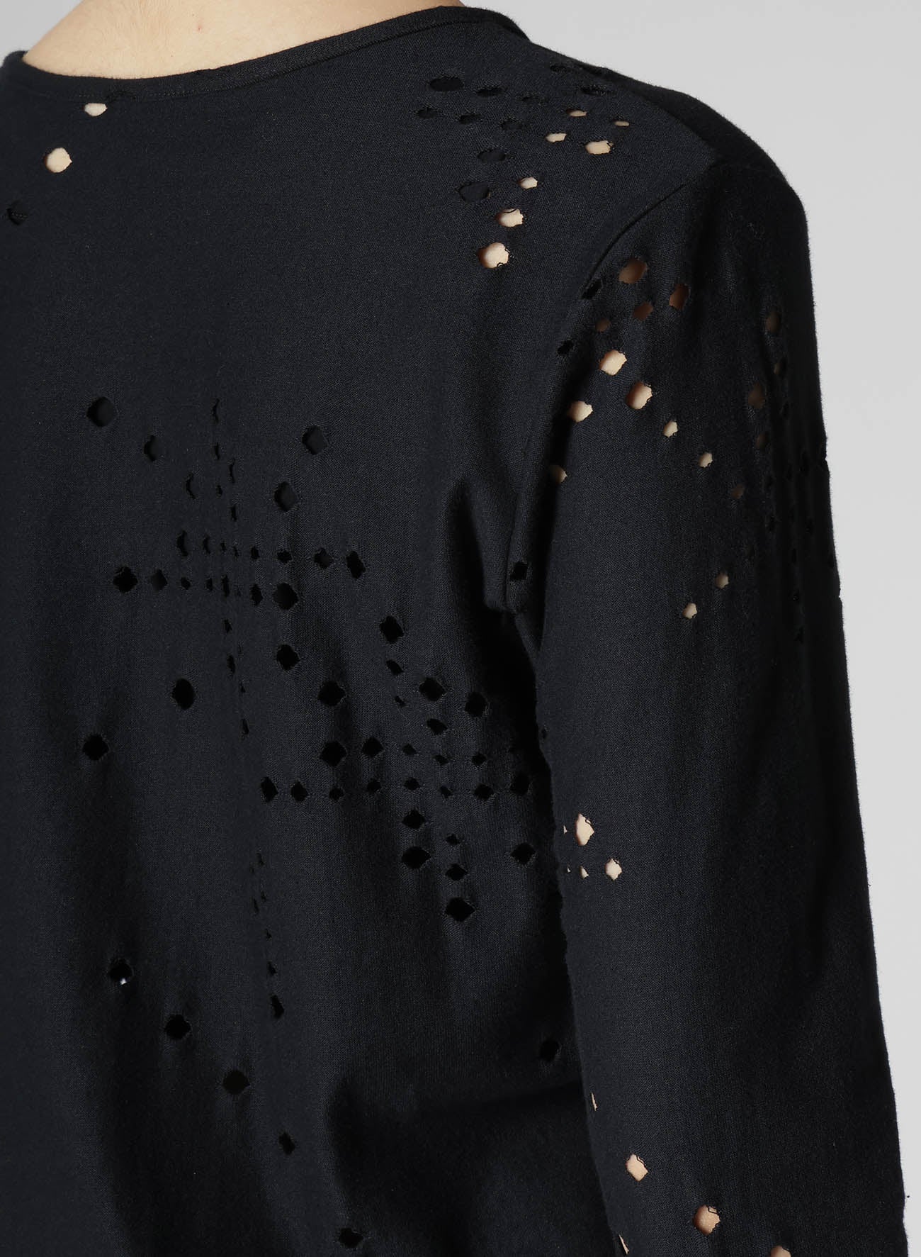 Breathable Cotton Jersey Long Sleeve T-Shirt with Unique Hole Design - Perfect for Casual Wear, Layering & Everyday Comfort