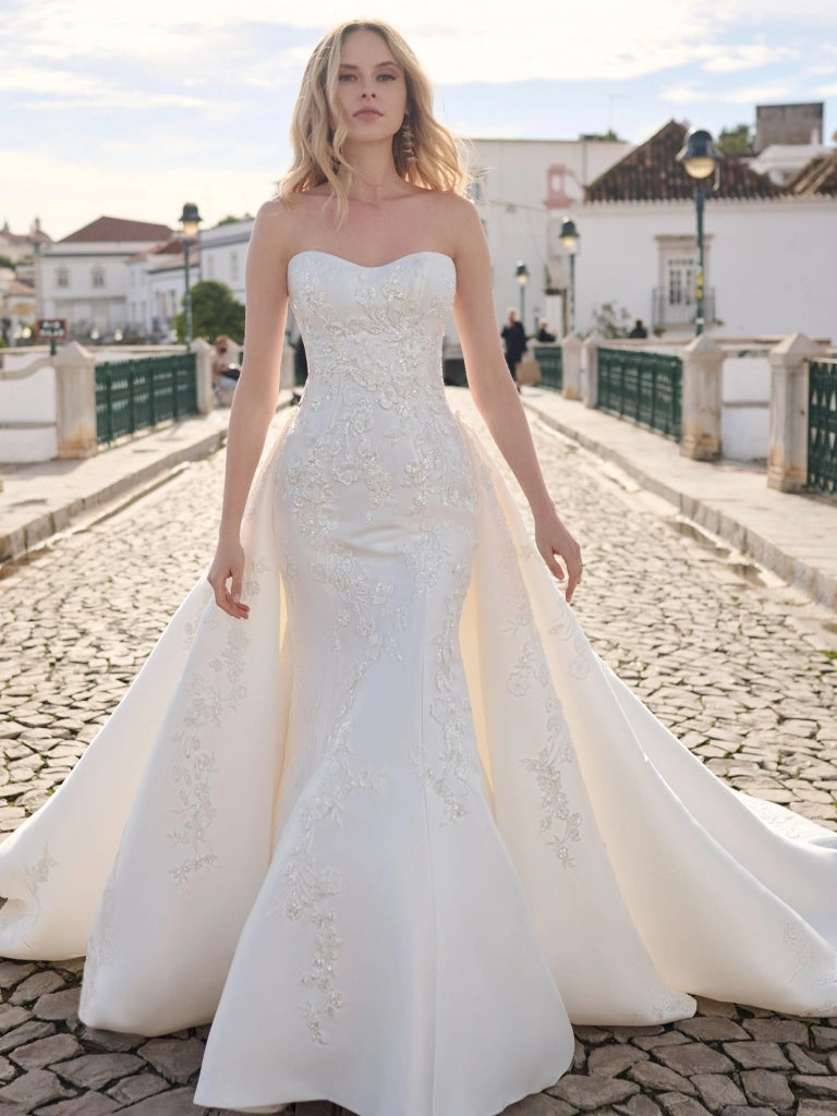 Barcelona Wedding Dress by Sottero and Midgley - Elegant Lace A-Line Gown for Brides, Perfect for Church Ceremonies & Beach Weddings
