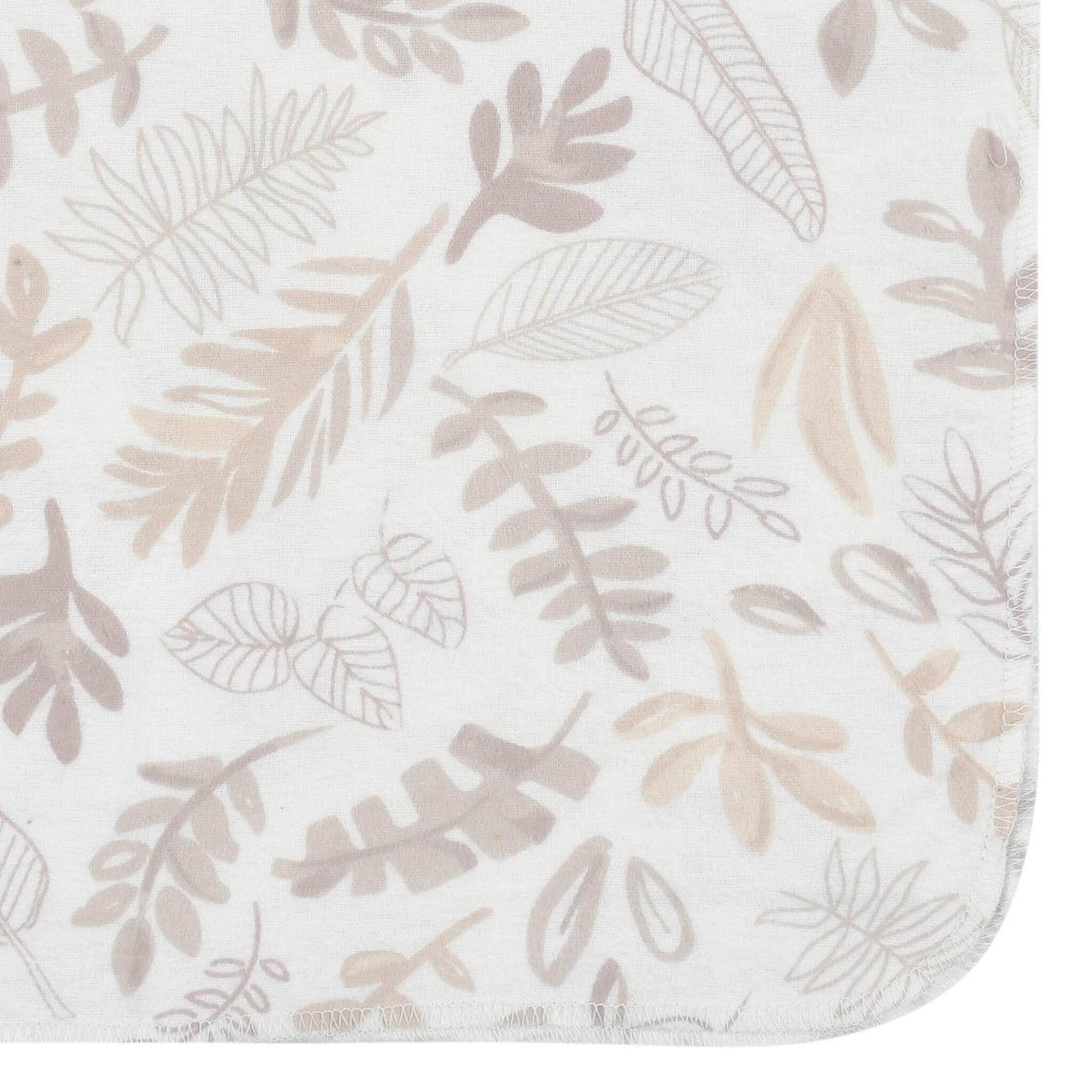 Just Born 4-Pack Neutral Leaves Flannel Receiving Blankets - Soft Baby Swaddle Blankets for Newborns, Infants & Toddlers - Perfect for Nursery, Swaddling, Stroller & Photo Shoots