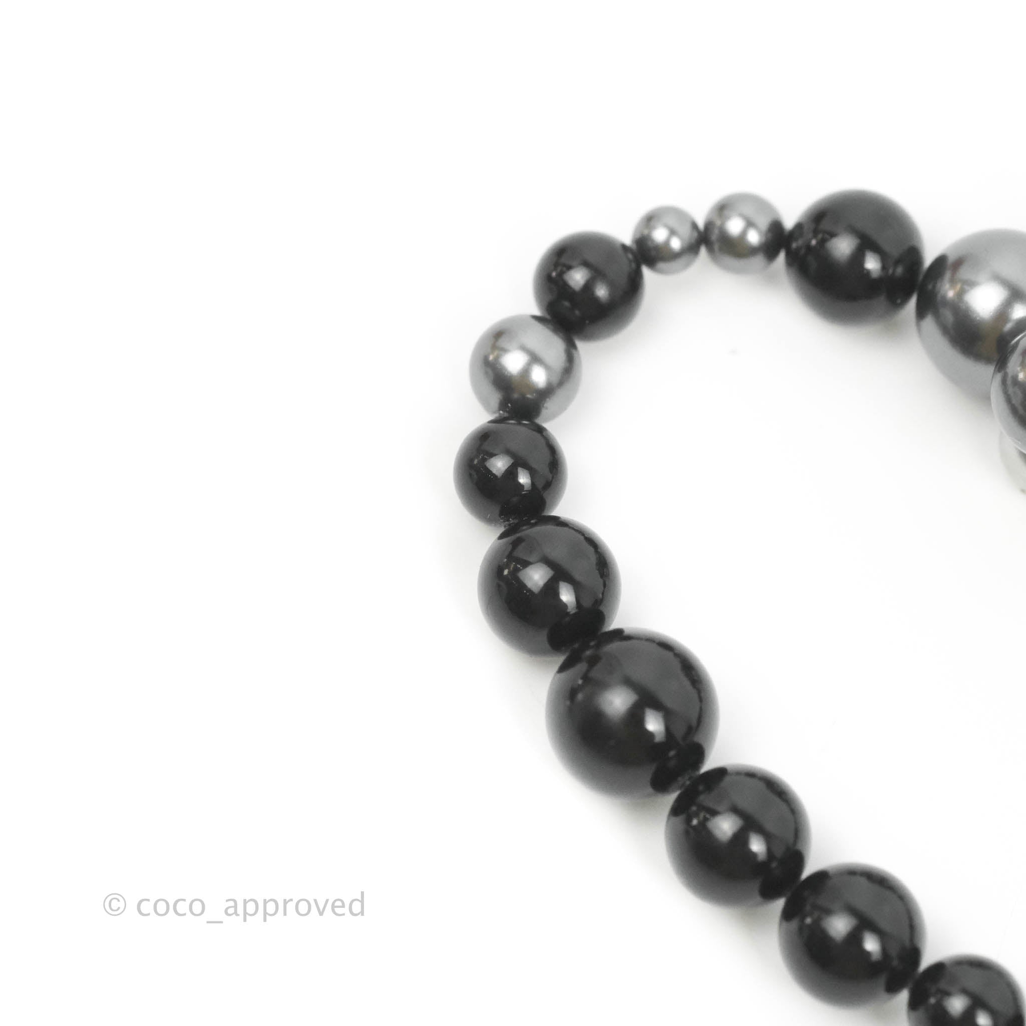 Chanel CC Resin Black Bead Necklace with Silver Tone 14P - Elegant Fashion Jewelry for Women, Perfect for Parties, Weddings & Special Occasions