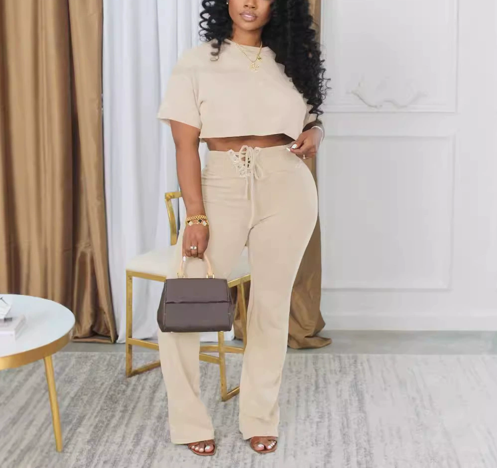Women's Round Neck Two Piece Suit Set - Casual Office Wear & Spring Summer Outfits for Work, Dating, and Special Occasions