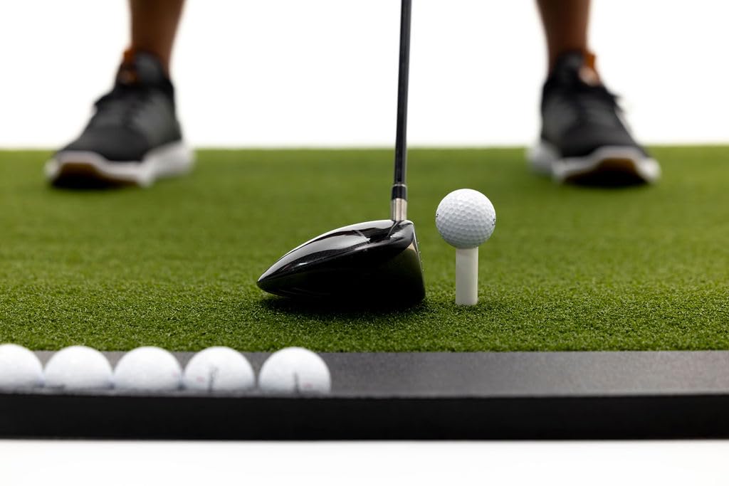 Premium Golf Practice Mat for Indoor & Outdoor Use - Includes Bonus Golf Tray & 3 Rubber Tees - Perfect for Home, Office & Backyard Training