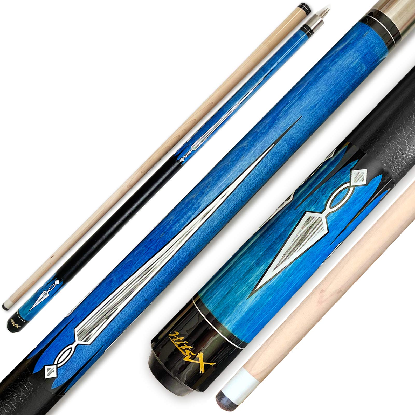 Premium 2-Piece Hardwood Canadian Maple Pool Cue Stick - 13mm Tip, 58