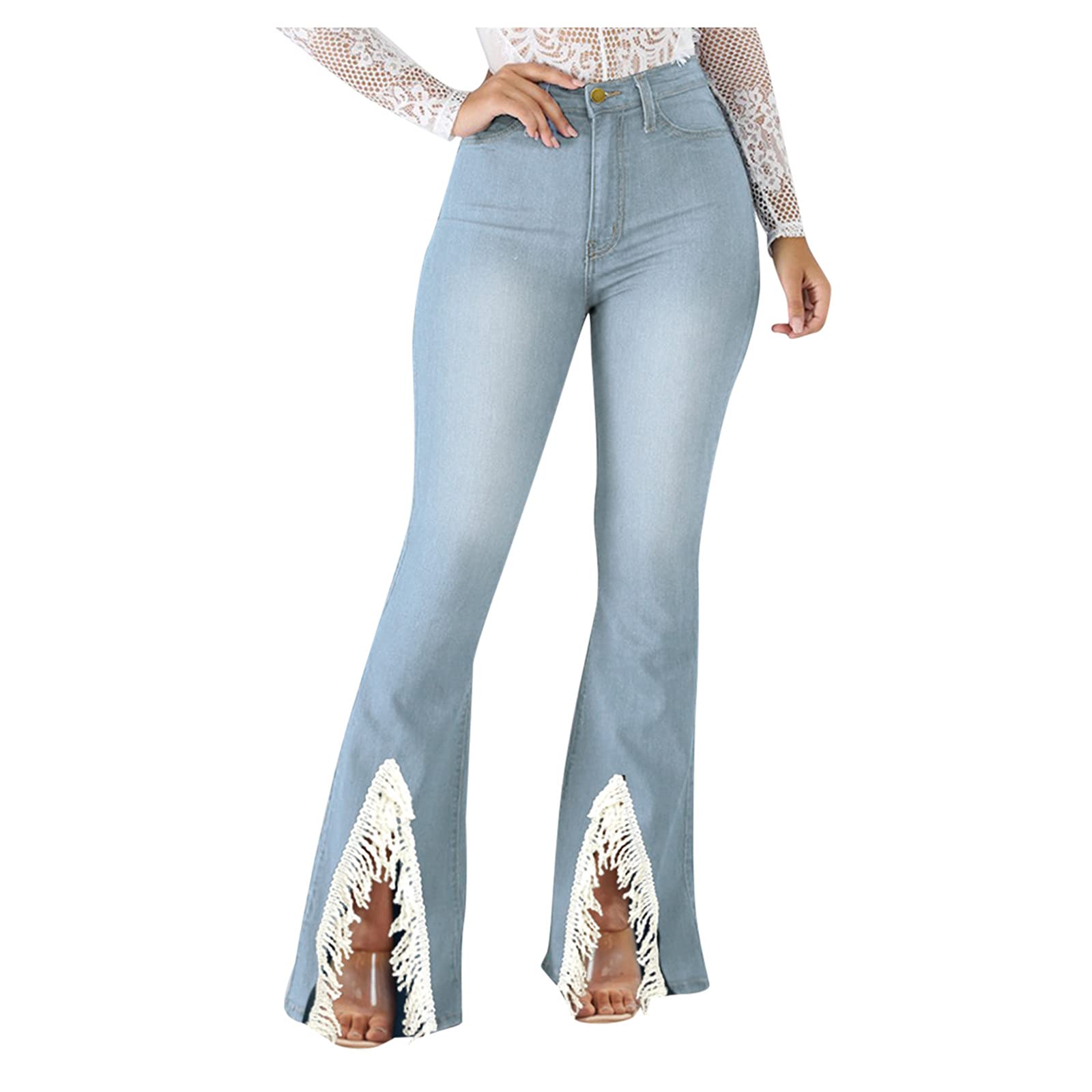 Stretch High Waisted Flared Jeans for Women - Perfect for Casual & Retro Outfits