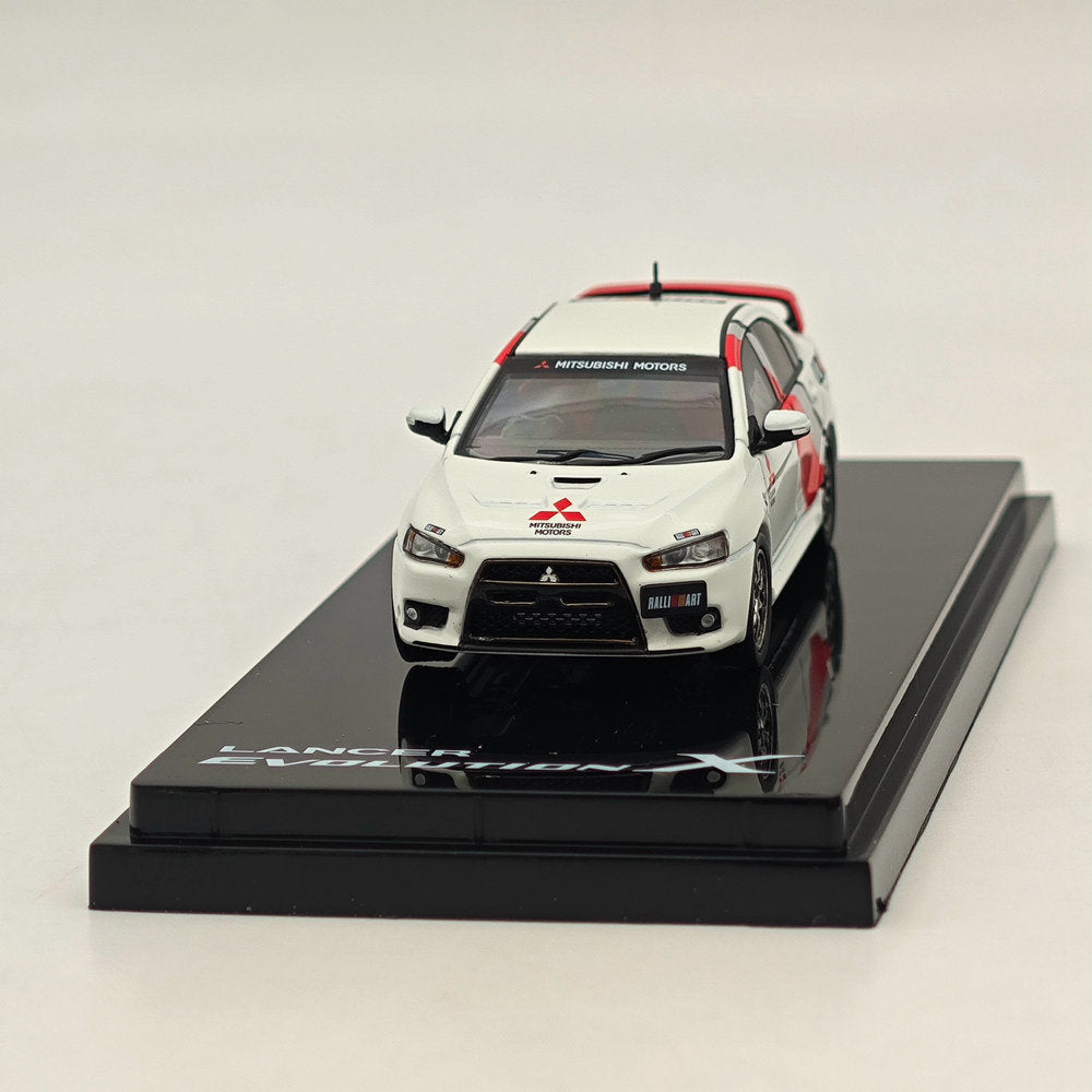 1/64 Scale Mitsubishi Lancer Evolution X Ralliart Diecast Model Car - White (HJ644053RA) | Collectible Hobby Japan Toy for Display, Racing Enthusiasts & Car Lovers