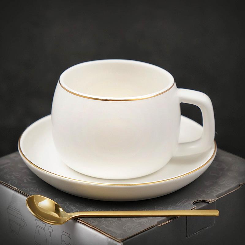 Premium Ceramic Coffee Cup and Saucer Set - Elegant White, Green & Black Porcelain Mugs for Office, Home & Cafe Use - Perfect for Espresso, Latte & Tea Drinking