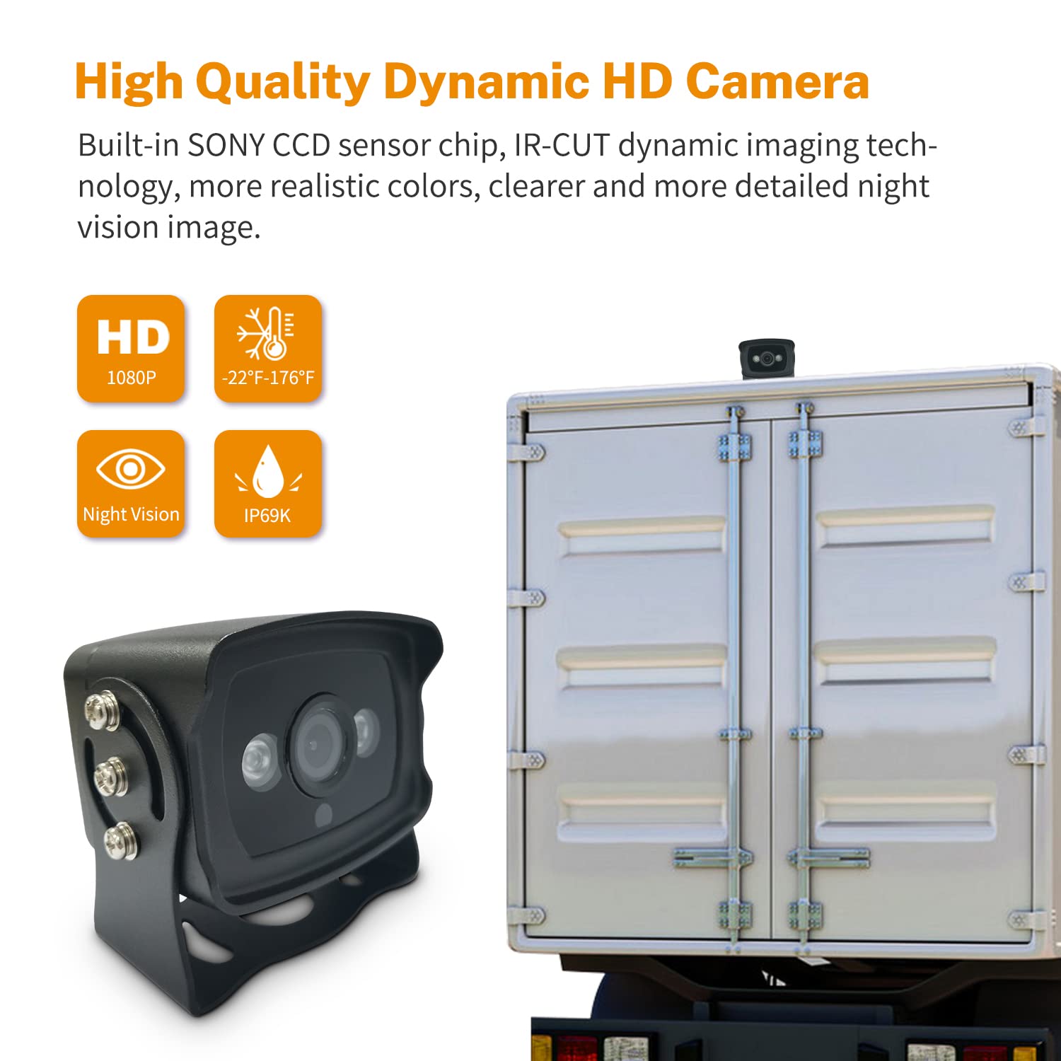 1080P HD Backup Camera with 7” IPS Monitor - Wired DVR Dash Cam for Trucks, RVs, Trailers, Buses & Large Vehicles | Night Vision, Parking Assistance, Rear View Safety System | Perfect for Commercial Fleets & Long-Distance Driving