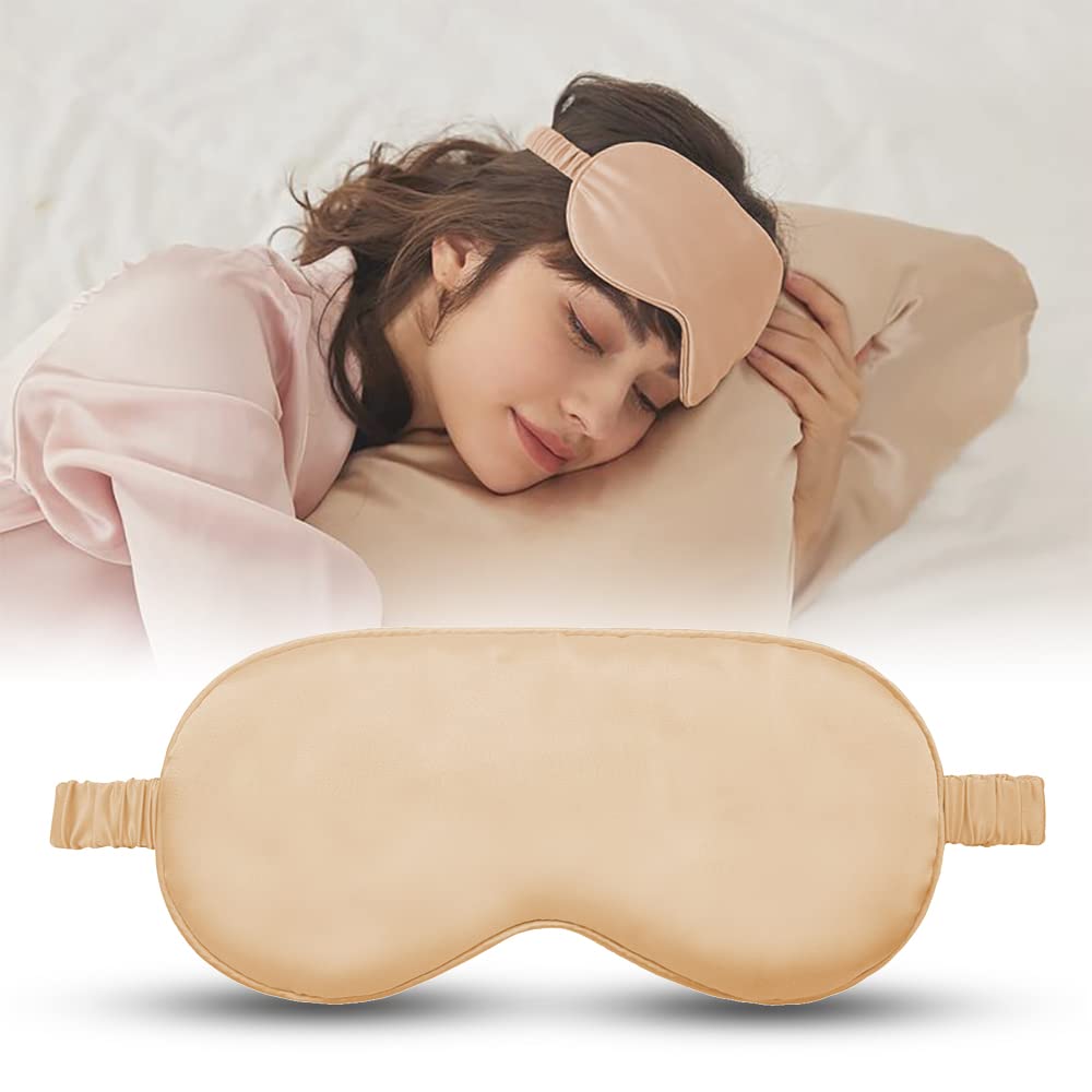 Jenna™ Silk Sleep Eye Mask for Women & Men - Soft Comfortable Eye Cover for Insomnia Relief, Meditation, Travel & Dark Circle Treatment - Light Blocking Eye Shade for Better Sleep & Relaxation (Apricot)